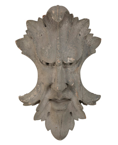 Carved and Painted Wood Architectural Element in the Form of a Mask