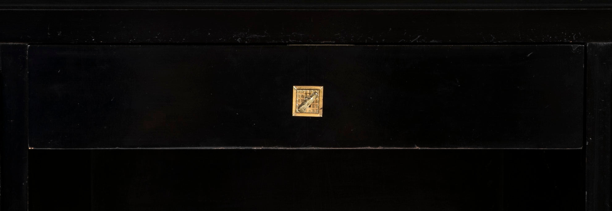 French Mid 20th Century Black Lacquer and Parchment Desk