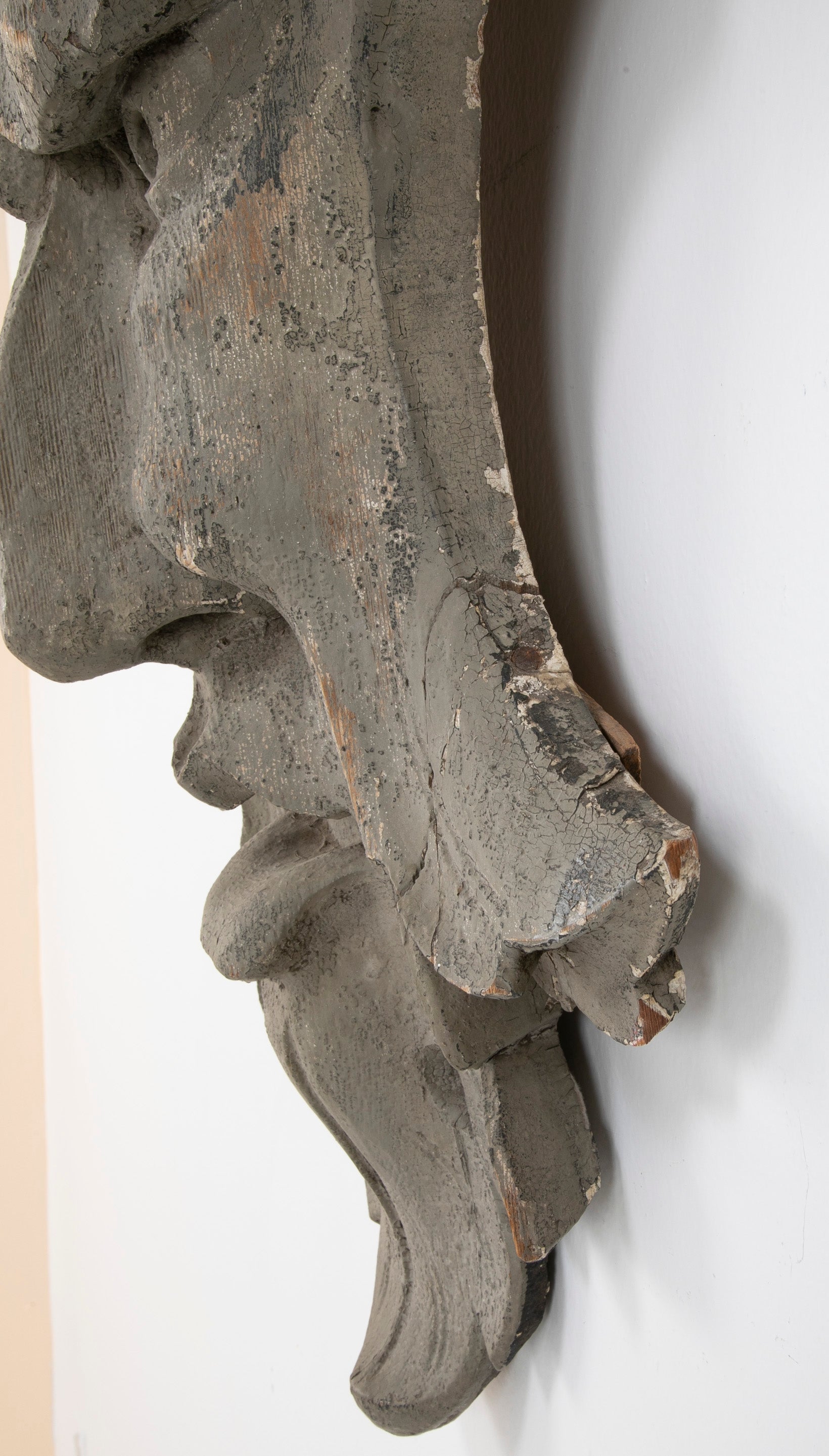 Carved and Painted Wood Architectural Element in the Form of a Mask