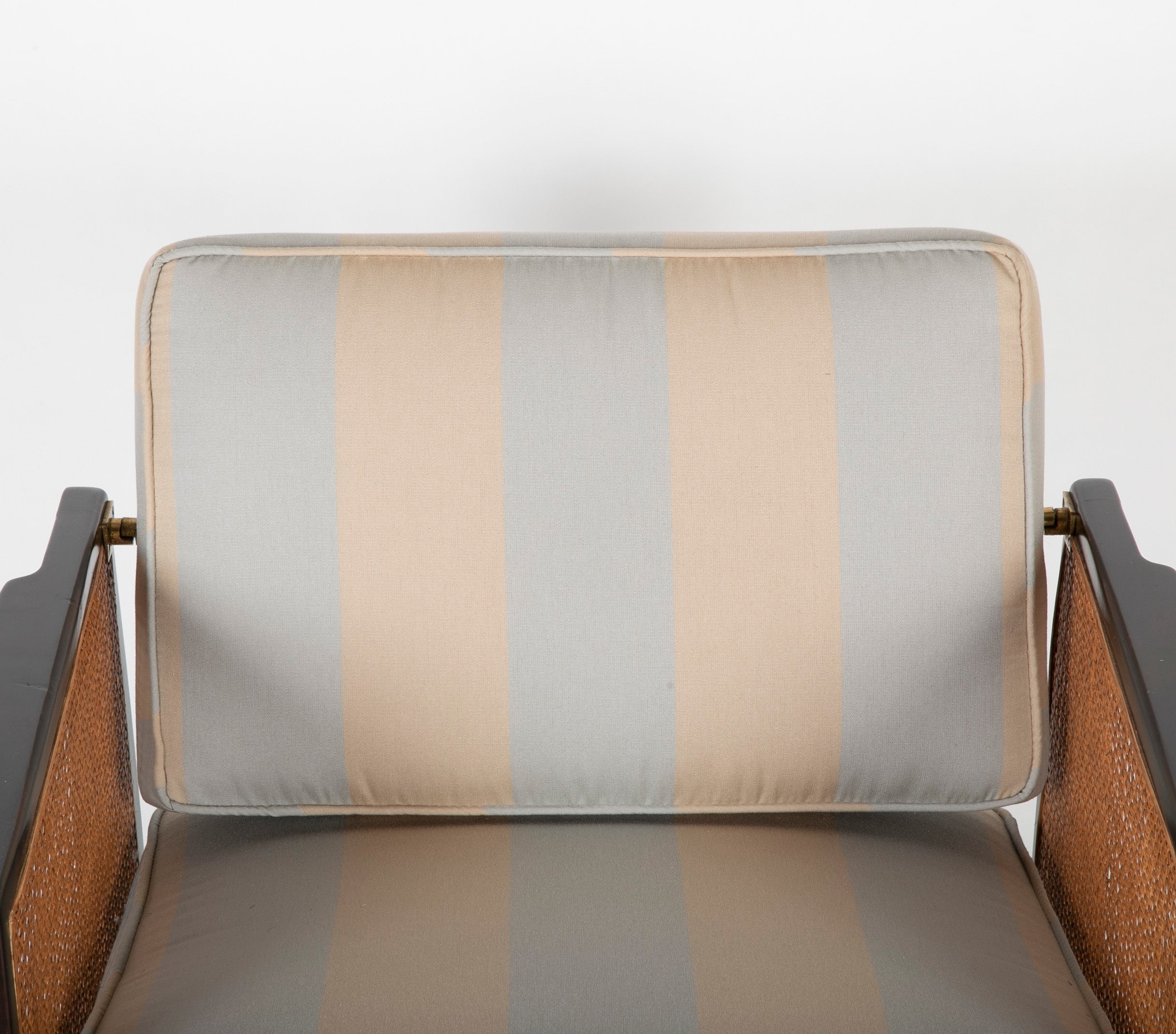 Caned and Ebonized Arm Chair Designed by Edward Wormley
