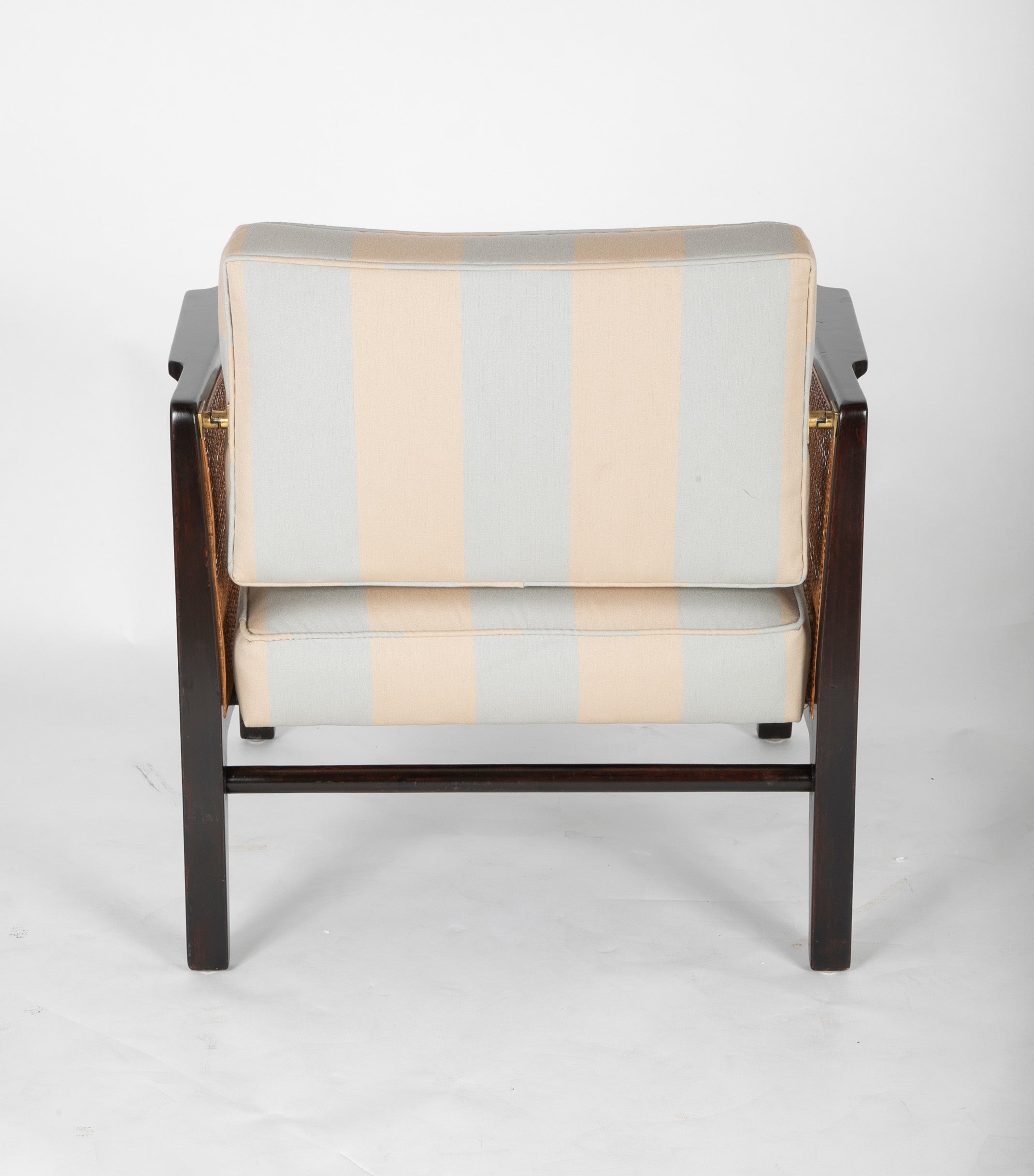 Caned and Ebonized Arm Chair Designed by Edward Wormley