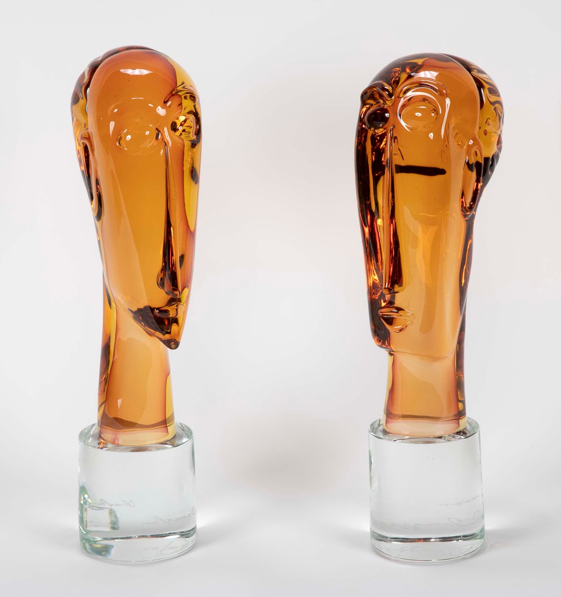 Homage to Amedeo Modigliani Pair of Murano Glass Figures