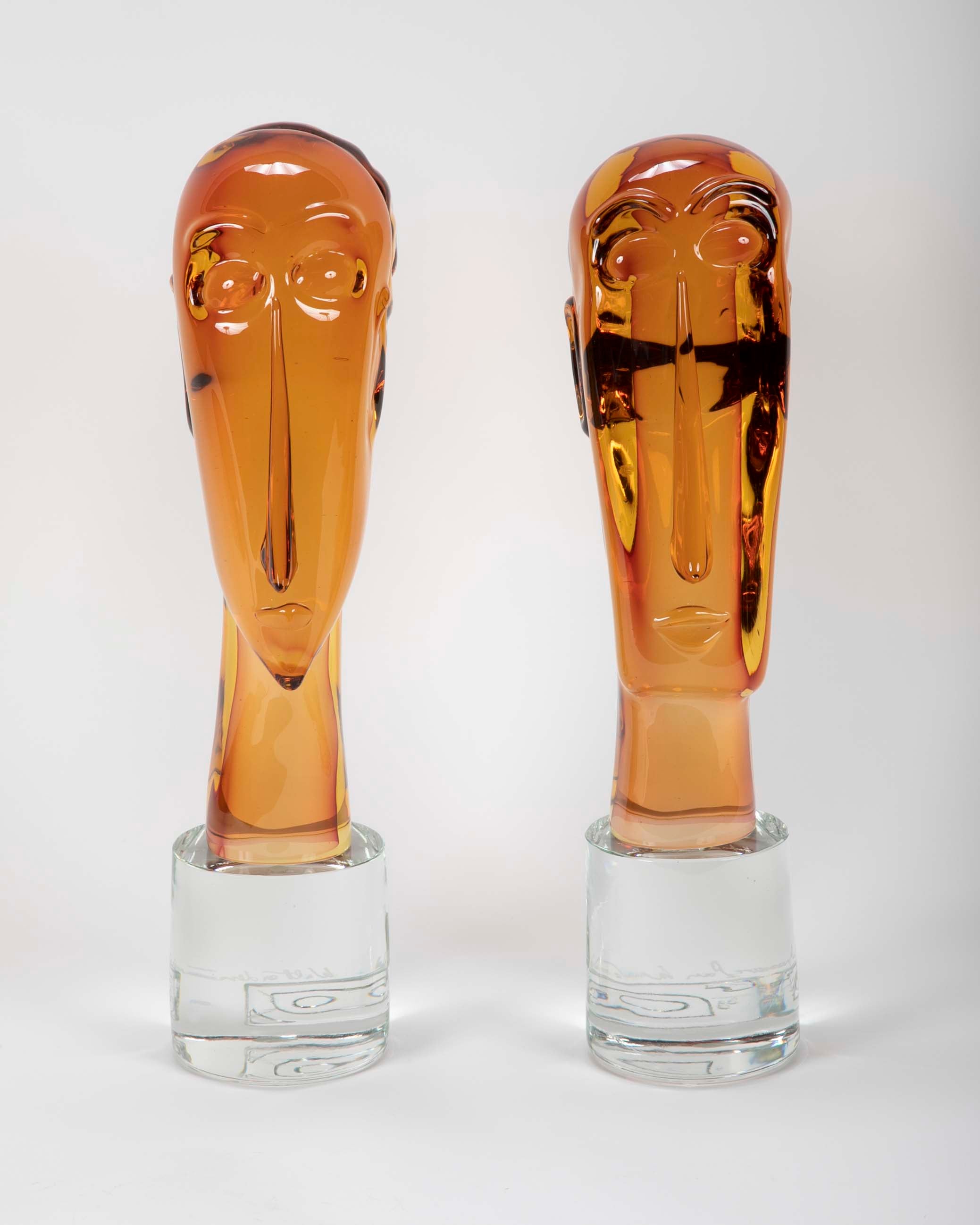 Homage to Amedeo Modigliani Pair of Murano Glass Figures