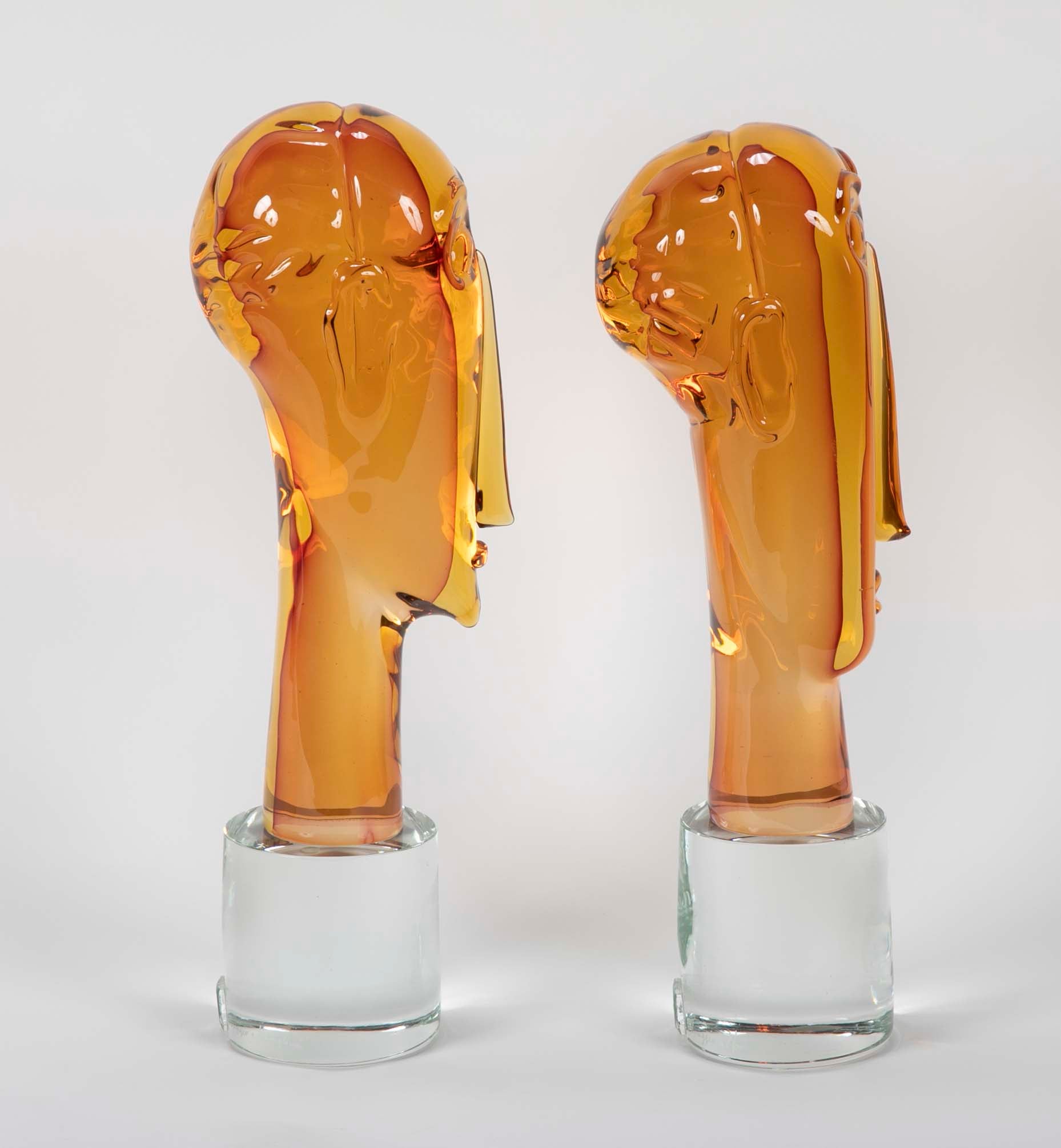 Homage to Amedeo Modigliani Pair of Murano Glass Figures