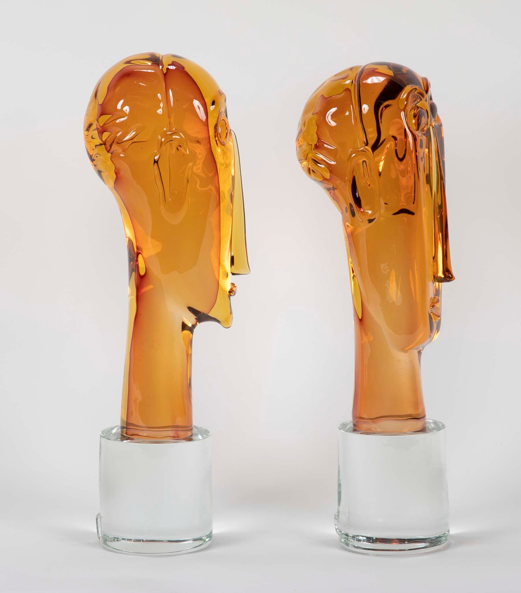 Homage to Amedeo Modigliani Pair of Murano Glass Figures