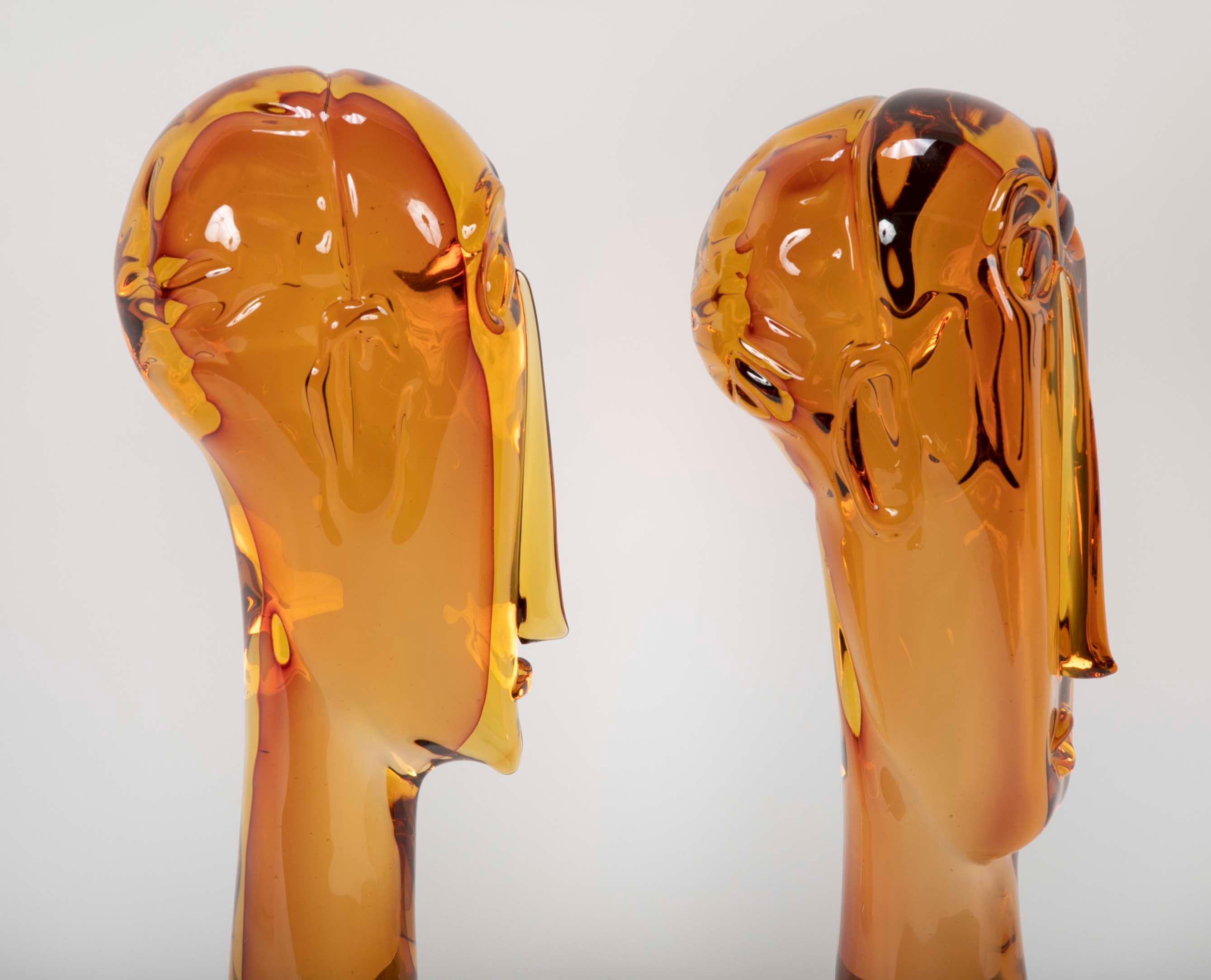 Homage to Amedeo Modigliani Pair of Murano Glass Figures