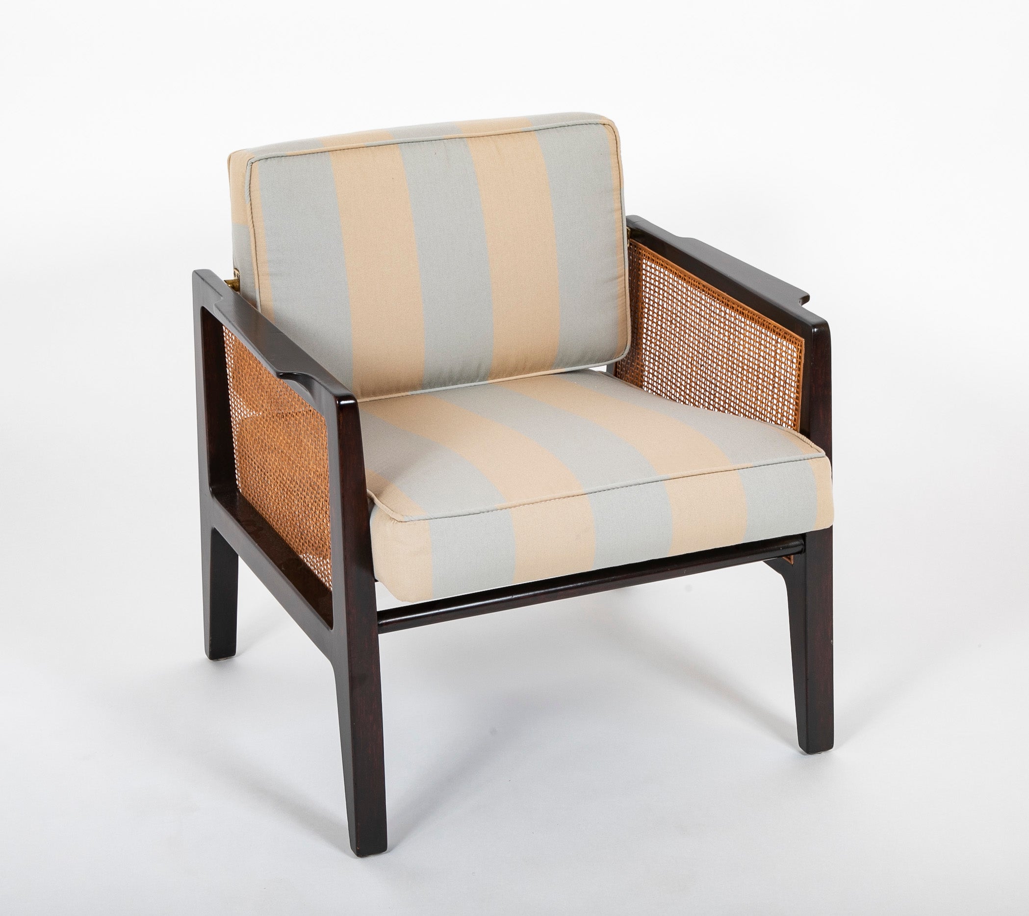 Caned and Ebonized Arm Chair Designed by Edward Wormley