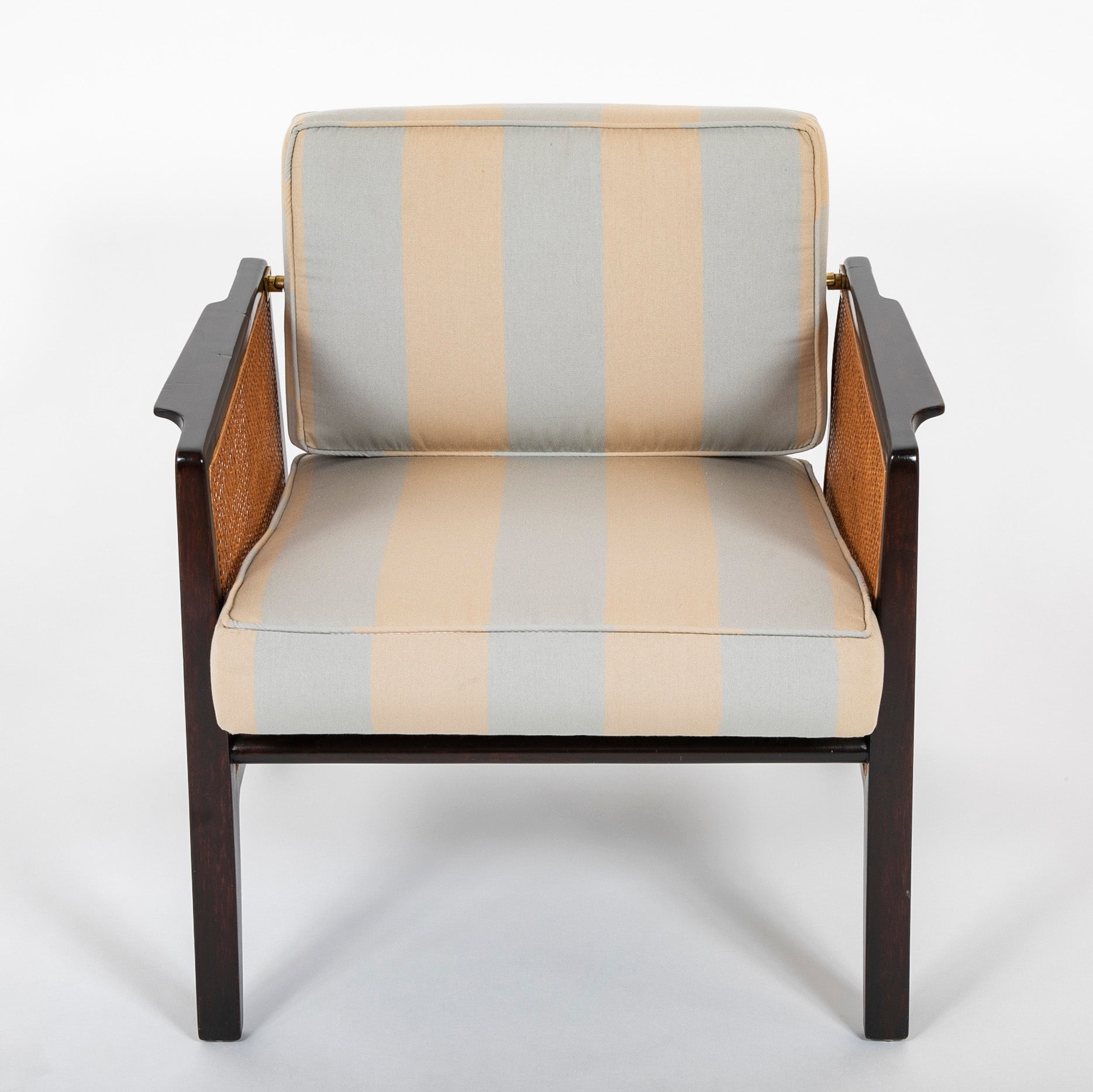 Caned and Ebonized Arm Chair Designed by Edward Wormley