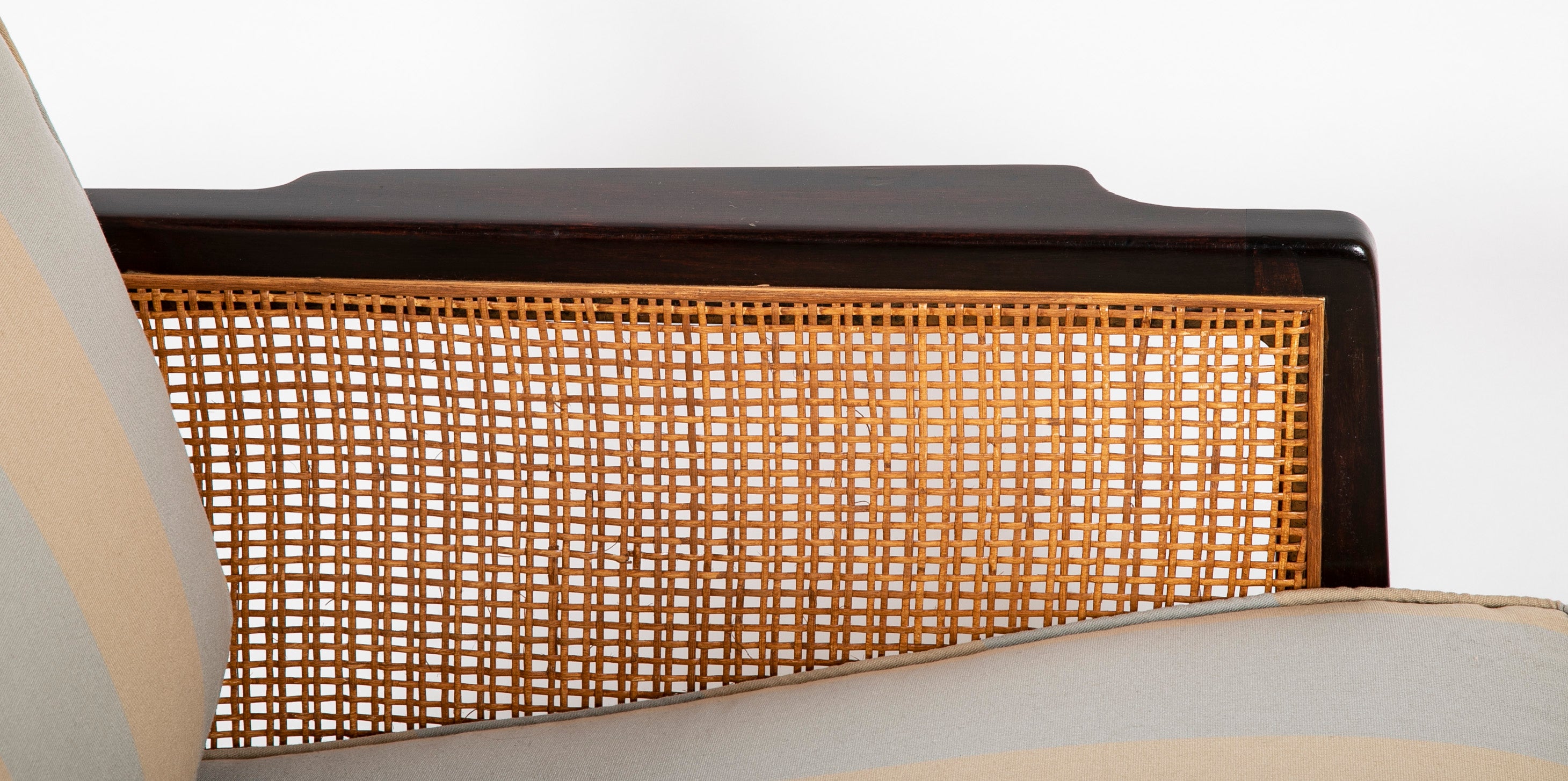 Caned and Ebonized Arm Chair Designed by Edward Wormley