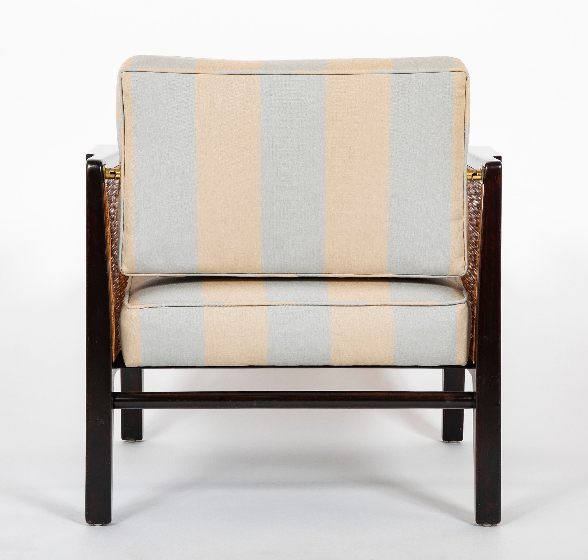 Caned and Ebonized Arm Chair Designed by Edward Wormley