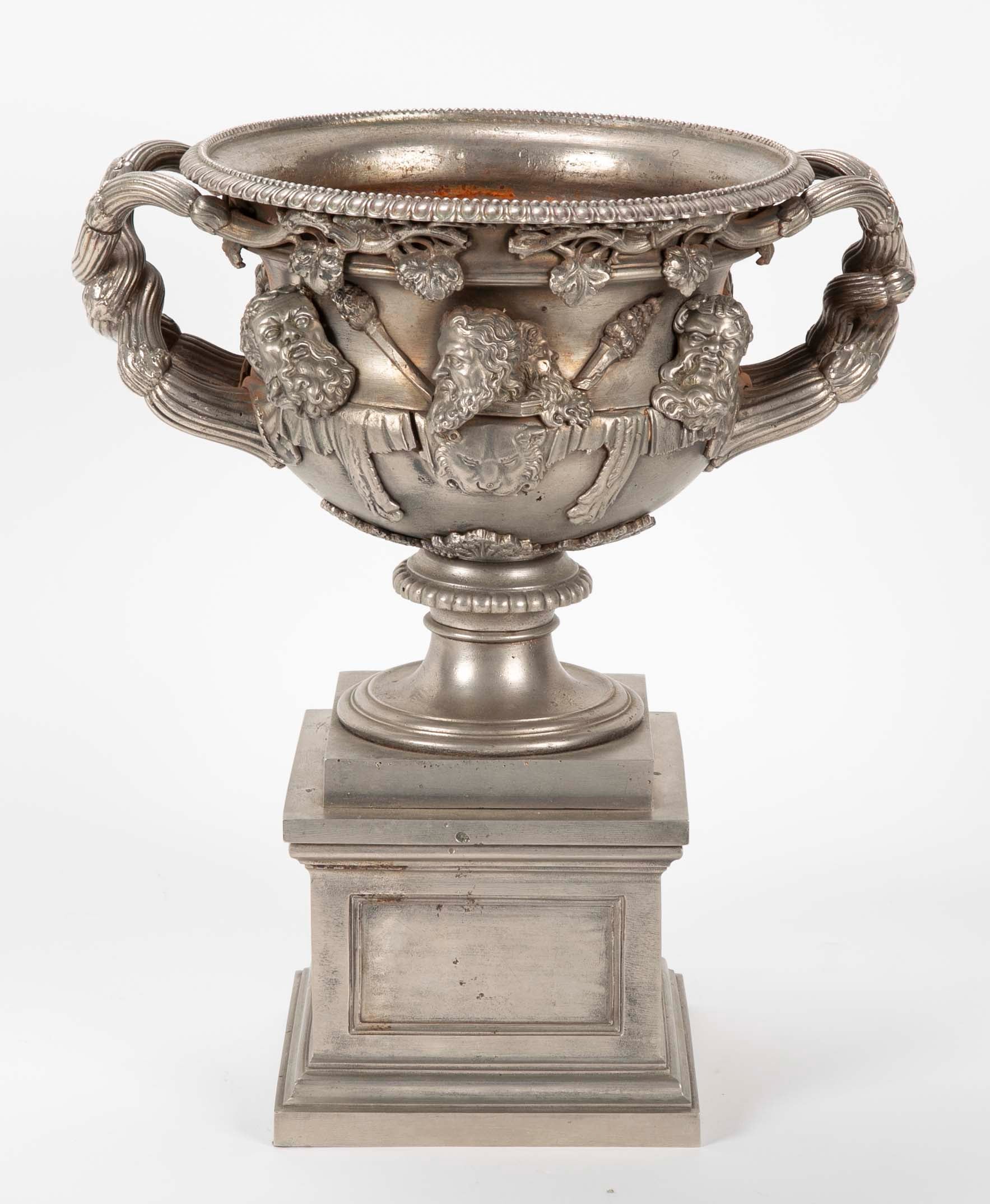 19th Century English Regency Polished Steel Warwick Vase