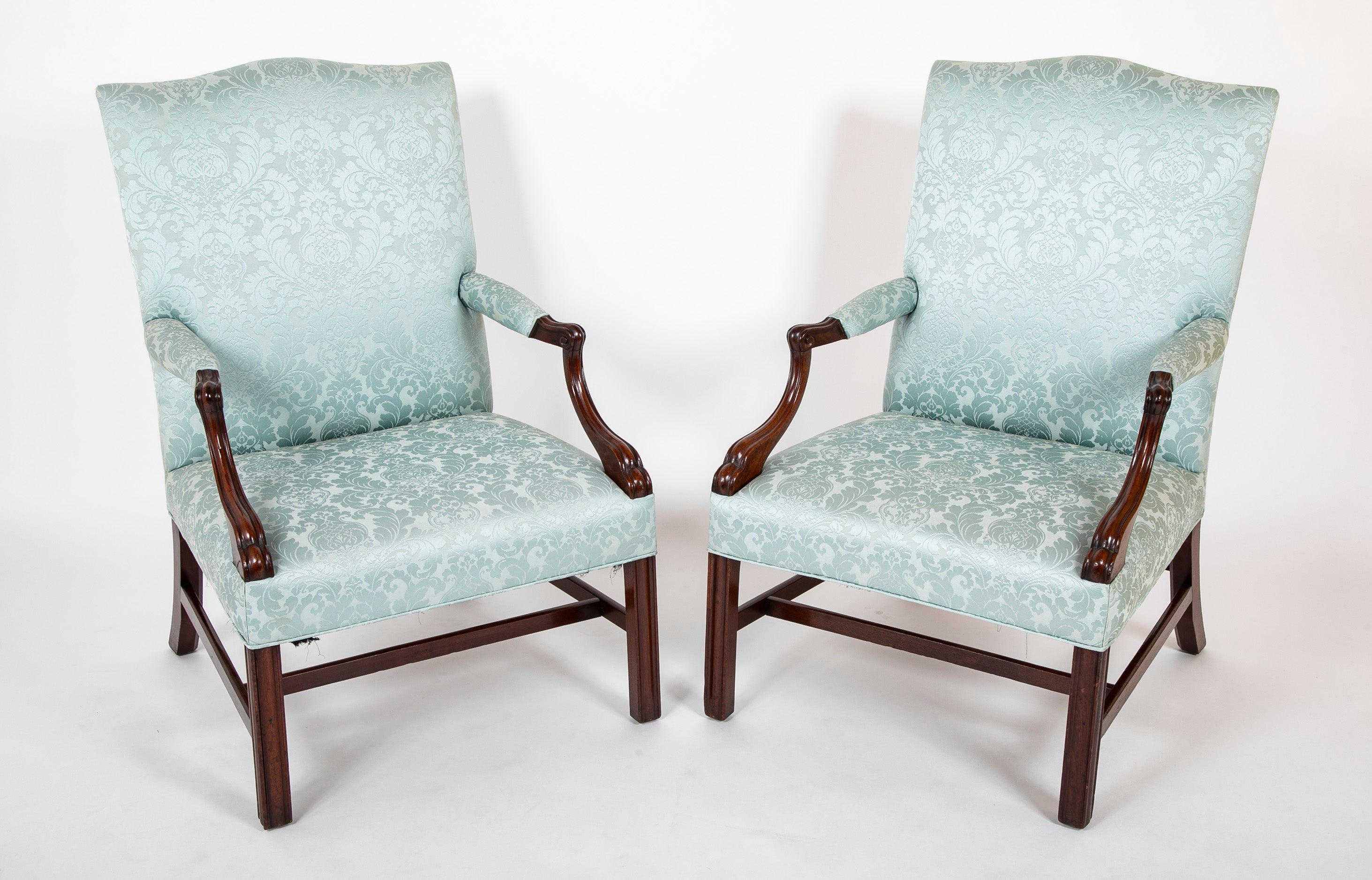 Pair of George III Period Mahogany Gainsboro Armchairs