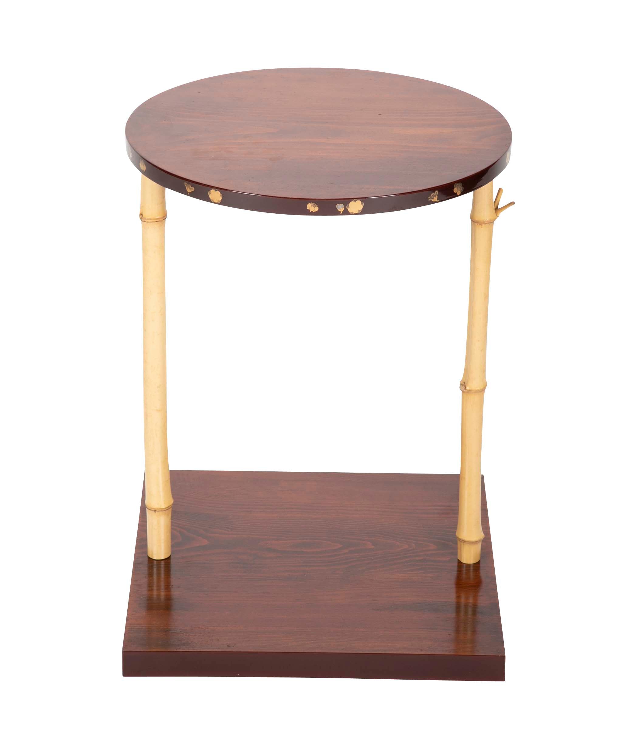Japanese Pine and Bamboo and Lacquered Side Table