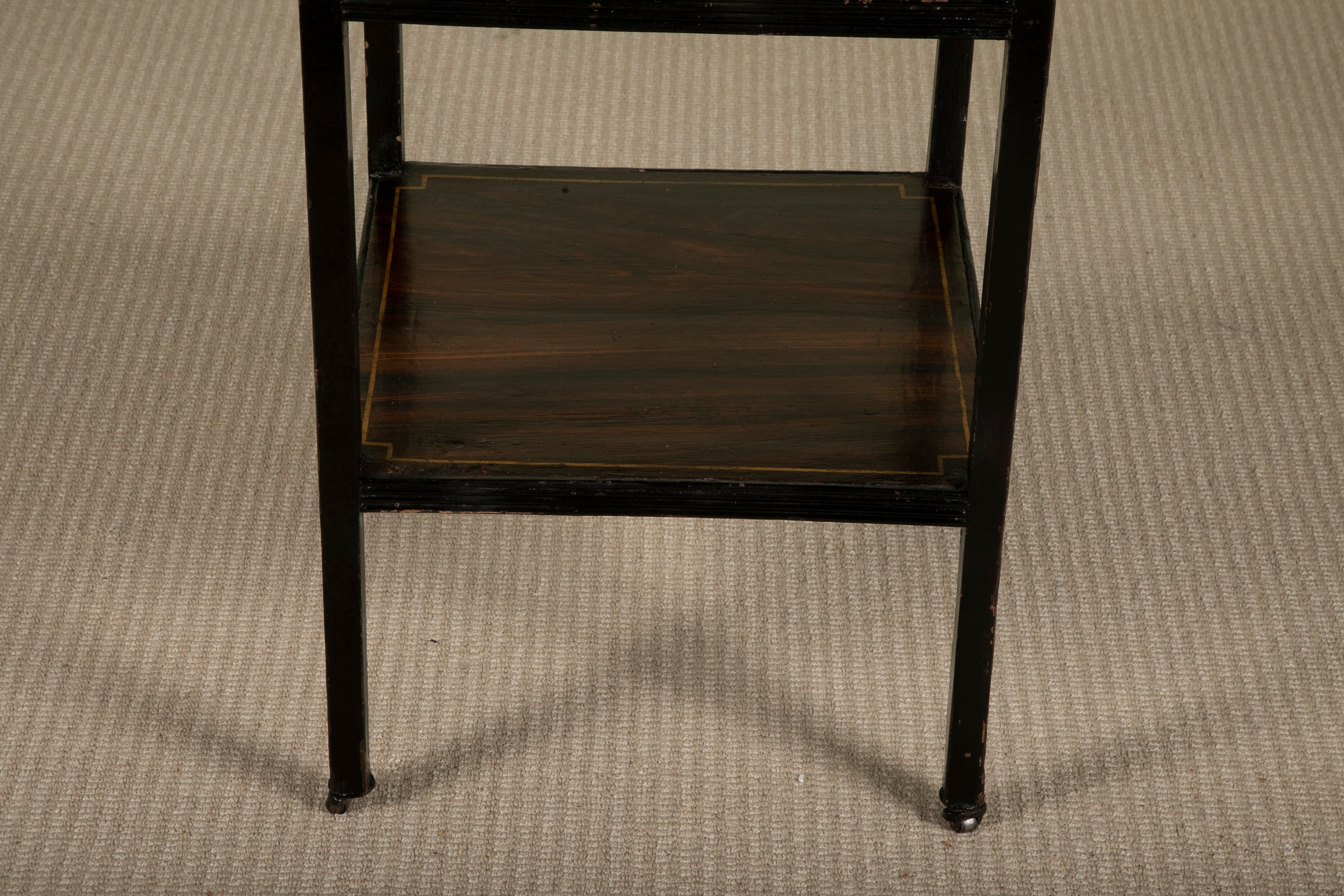 Regency Ebonized Five Tier Etagere with Faux Rosewood Shelves & Finials