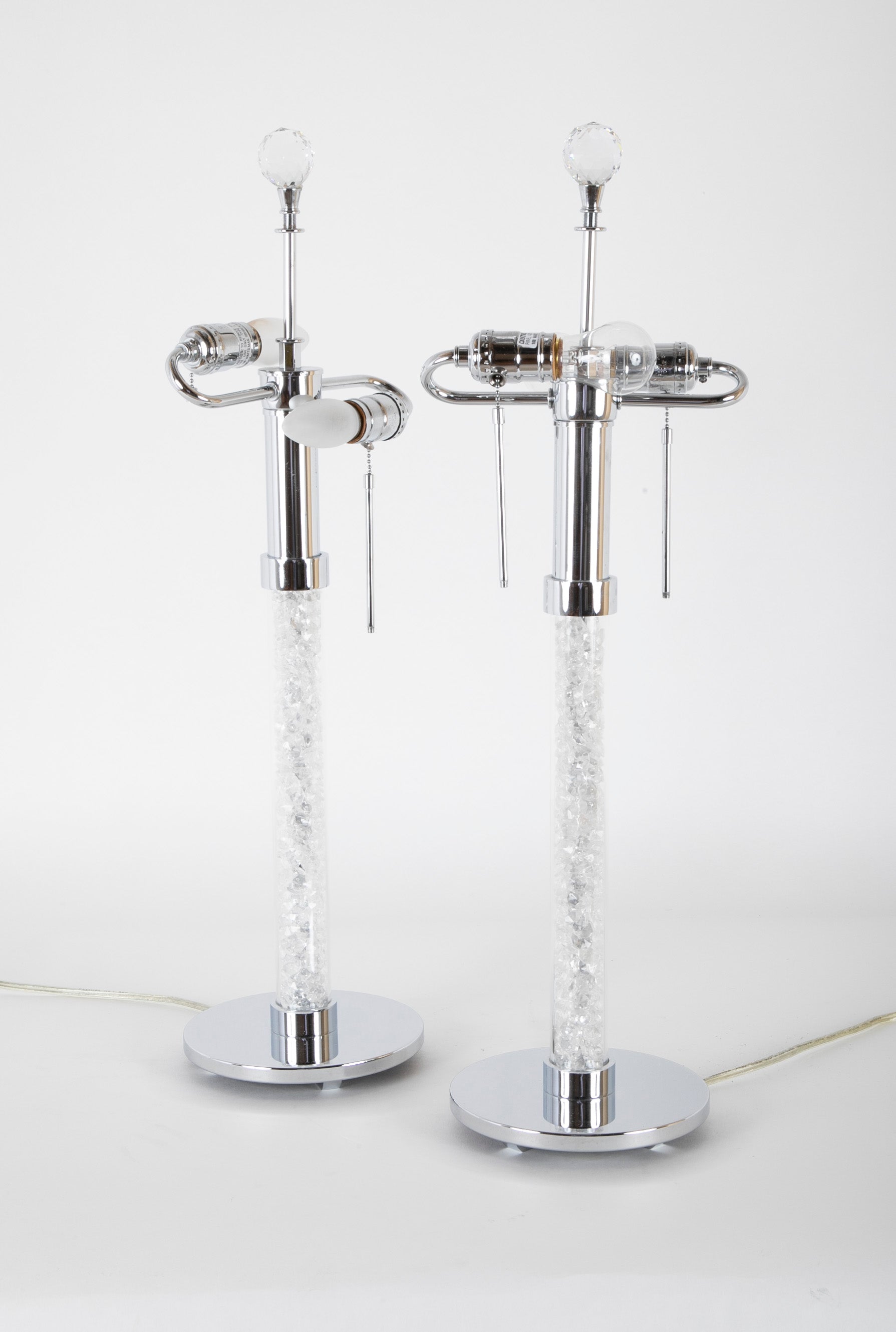 Custom Crystal & Chrome Lamps with Dramatic Chrome & Crystal Shades