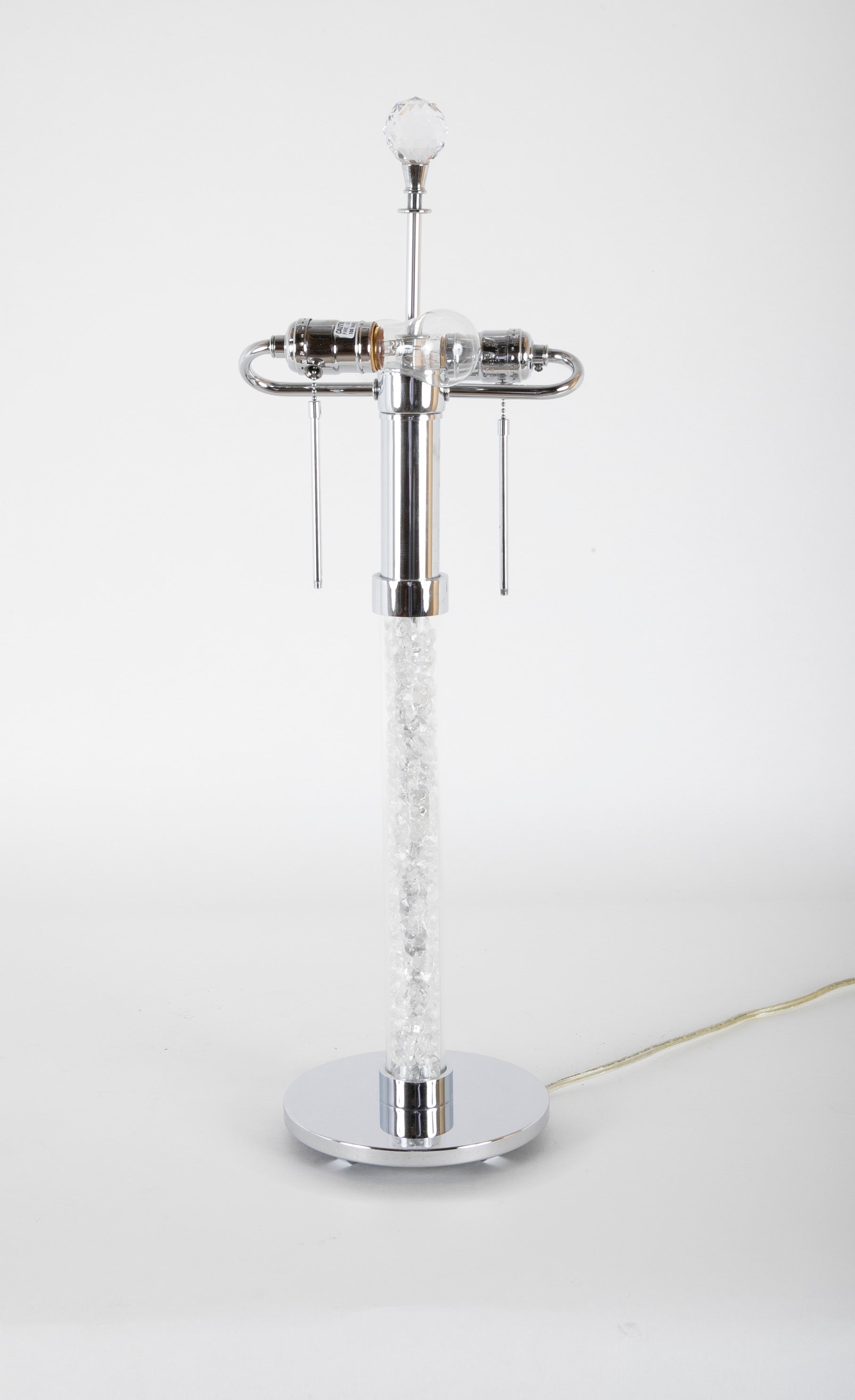 Custom Crystal & Chrome Lamps with Dramatic Chrome & Crystal Shades