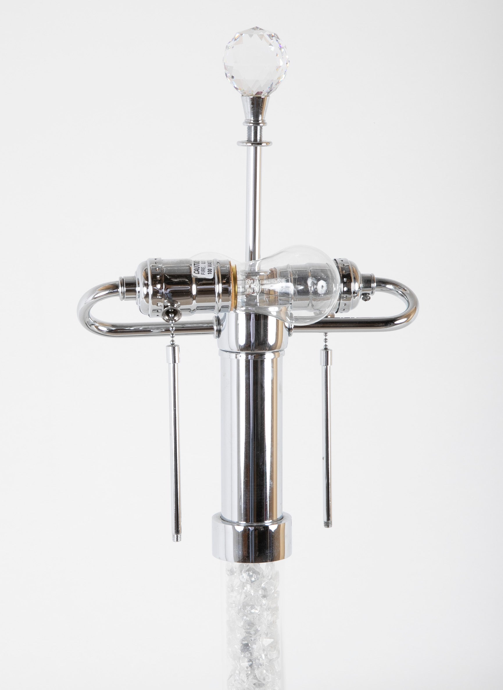 Custom Crystal & Chrome Lamps with Dramatic Chrome & Crystal Shades