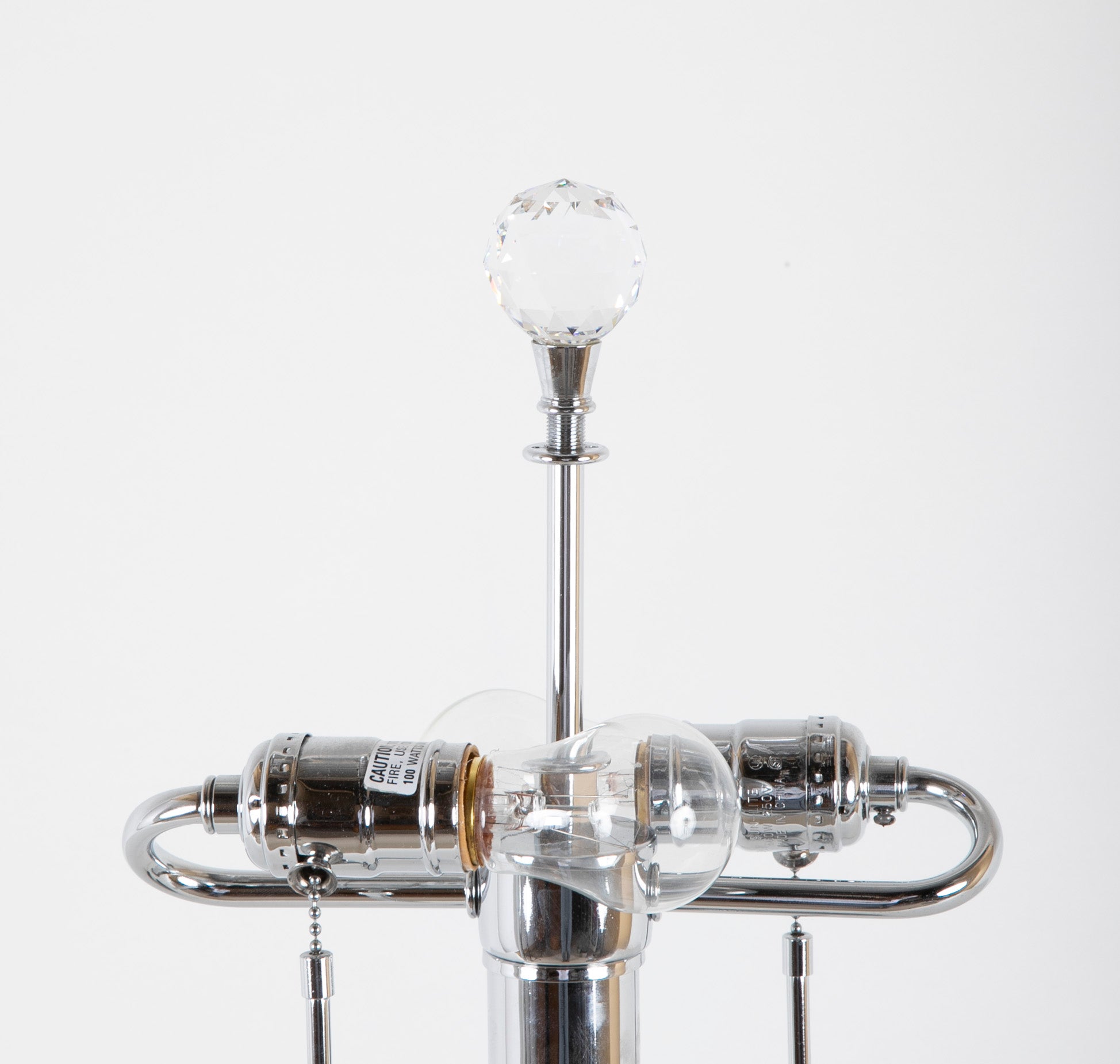 Custom Crystal & Chrome Lamps with Dramatic Chrome & Crystal Shades