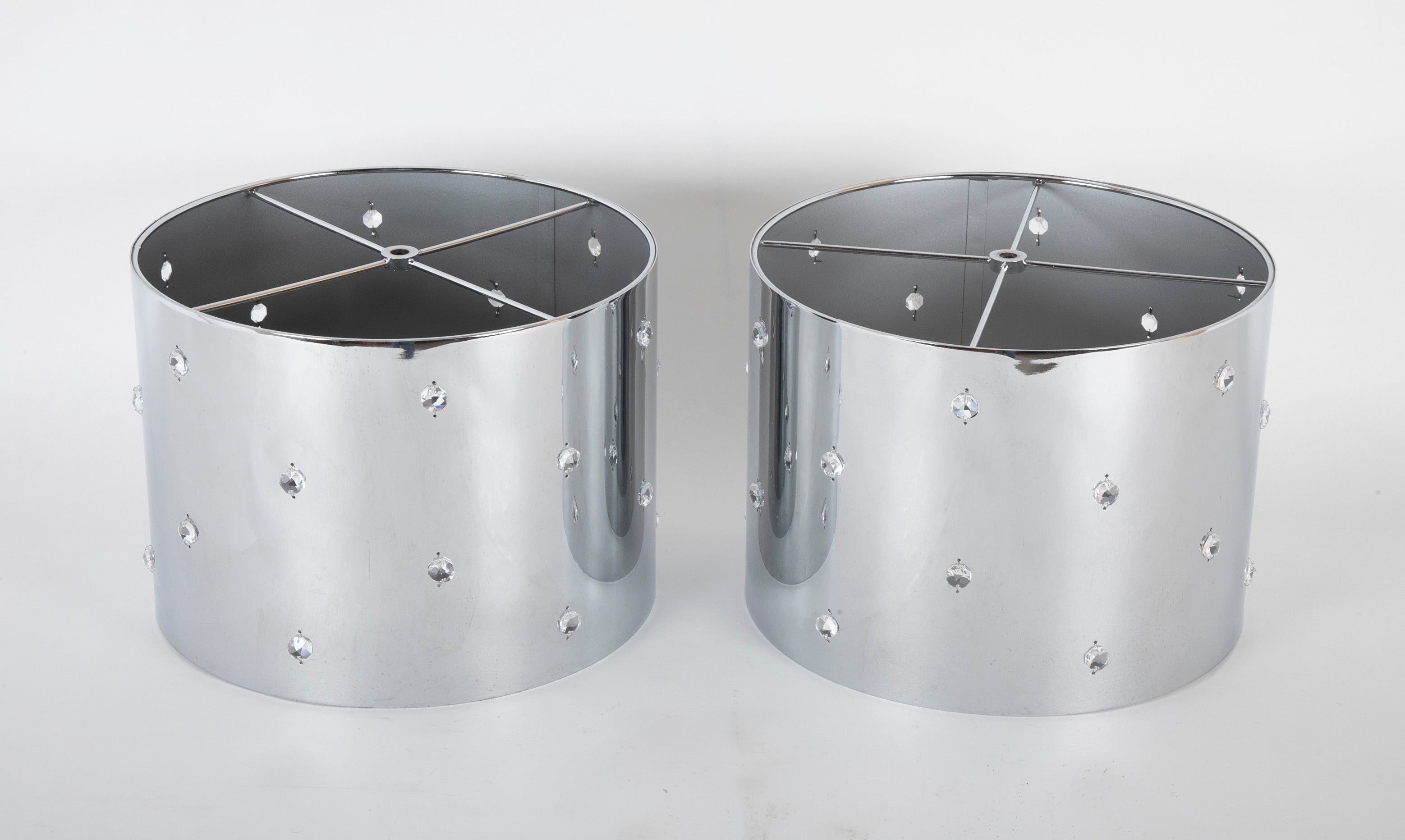 Custom Crystal & Chrome Lamps with Dramatic Chrome & Crystal Shades