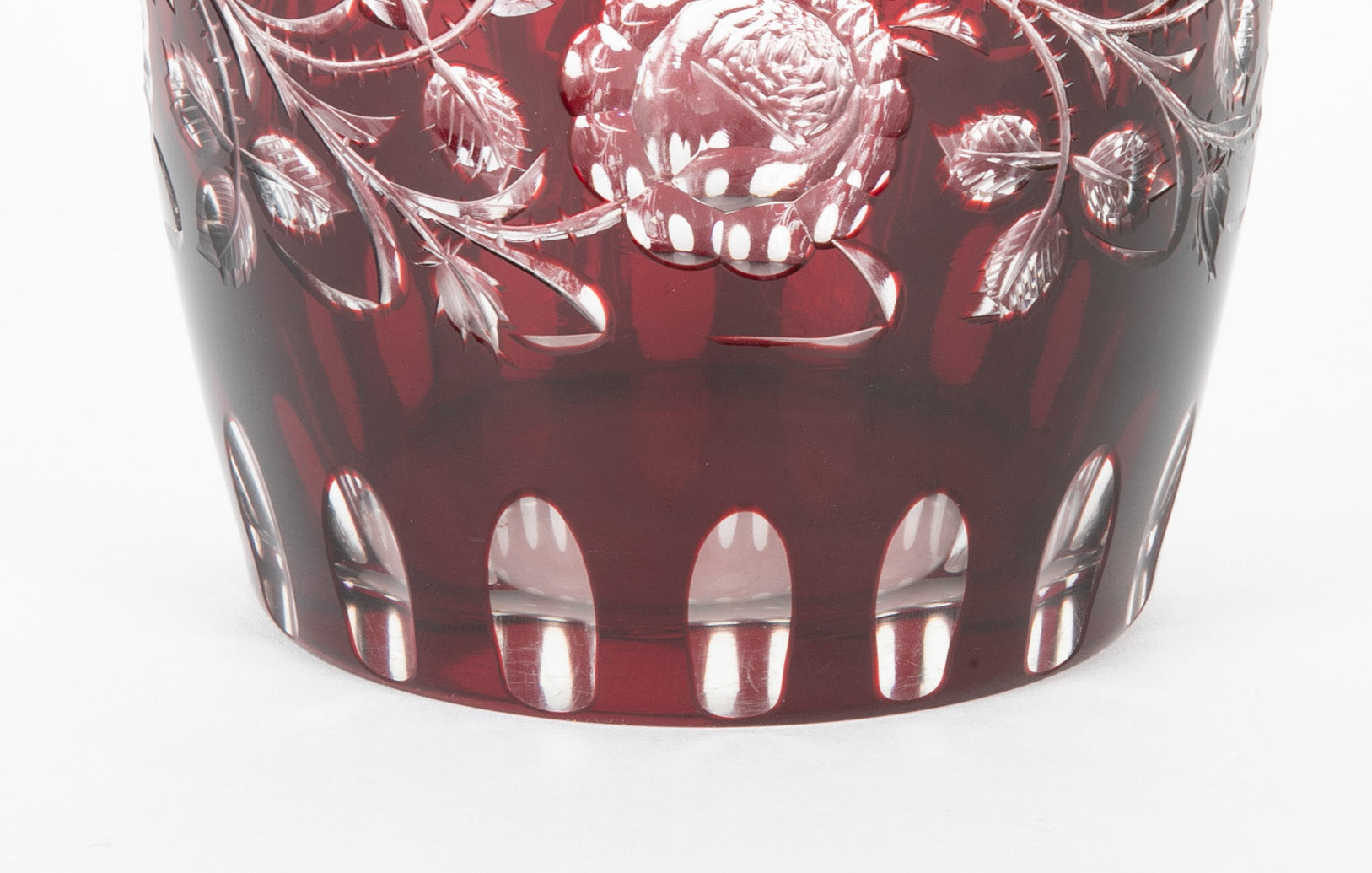 19th Century Antique Cut Clear to Red Egg Shape Glass Box