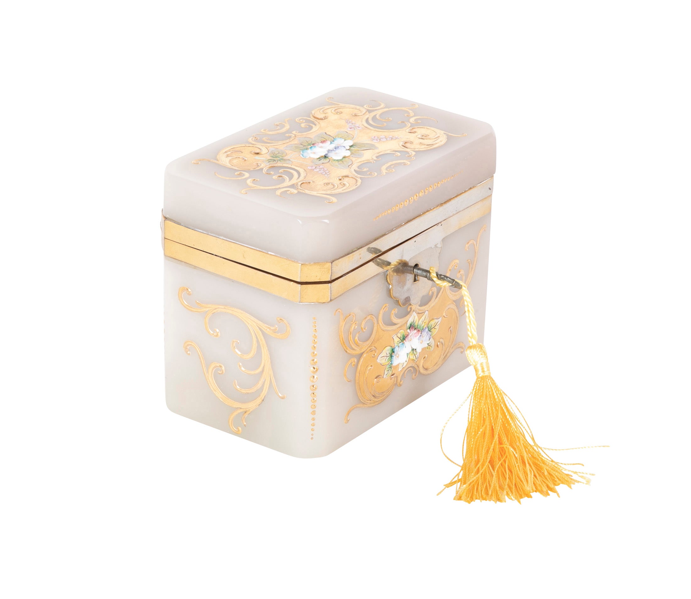 Murano Glass Box with Gilded & Painted Floral Design