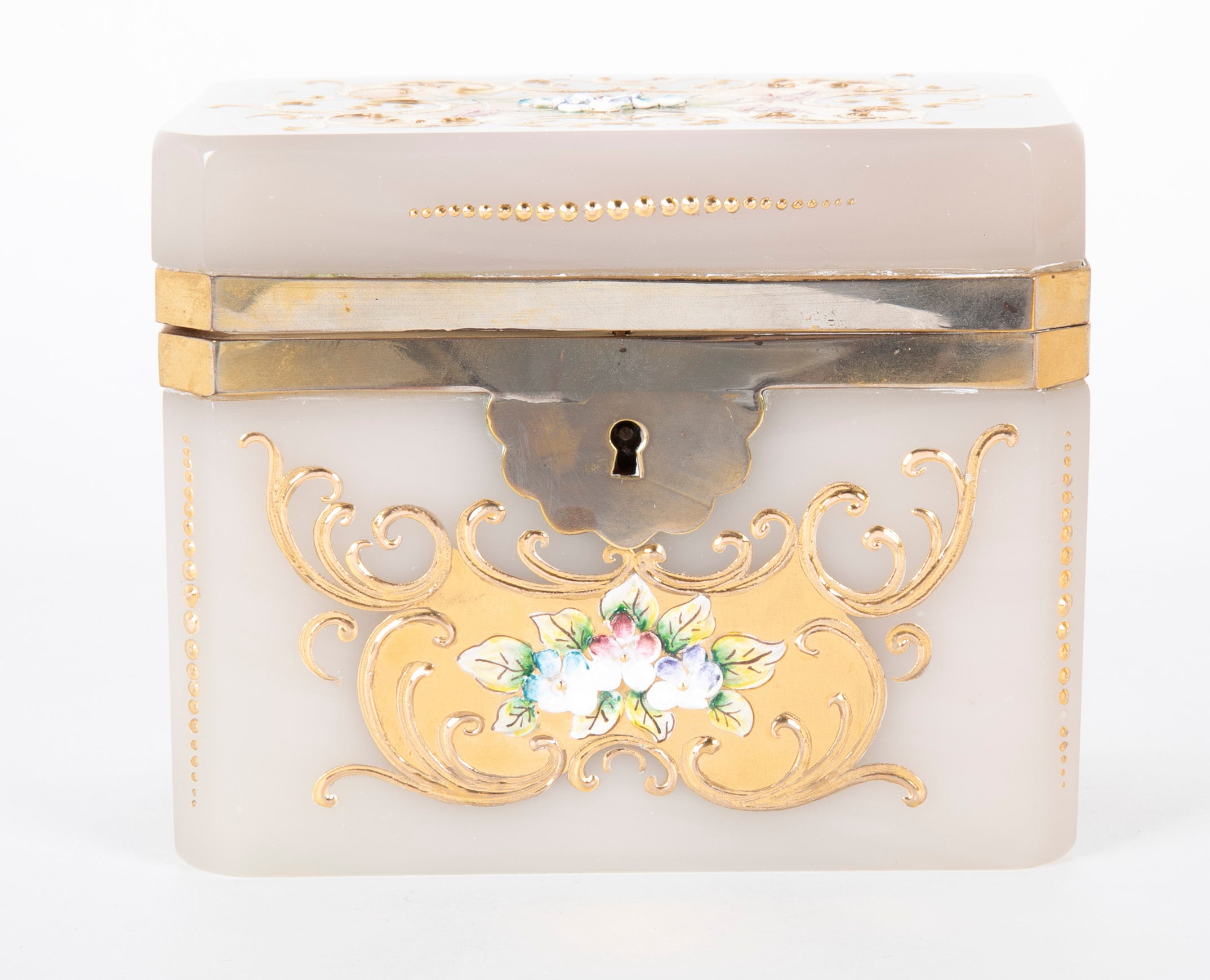 Murano Glass Box with Gilded & Painted Floral Design