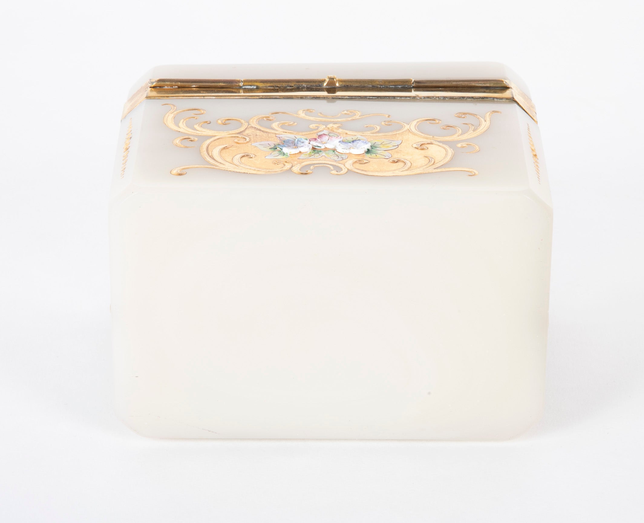 Murano Glass Box with Gilded & Painted Floral Design