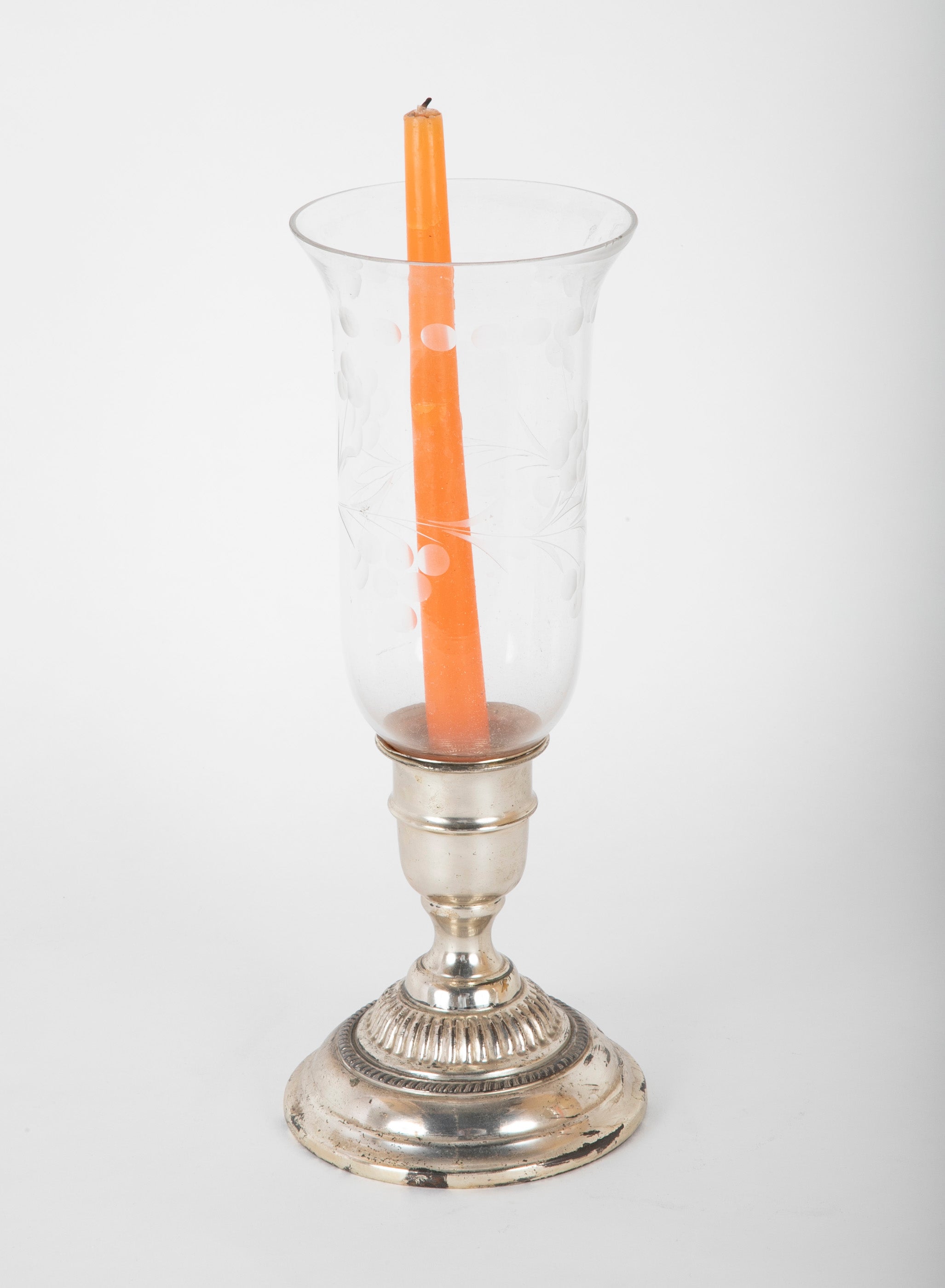 A Pair of Photophores with Engraved Hurricanes and Hallmark on Base