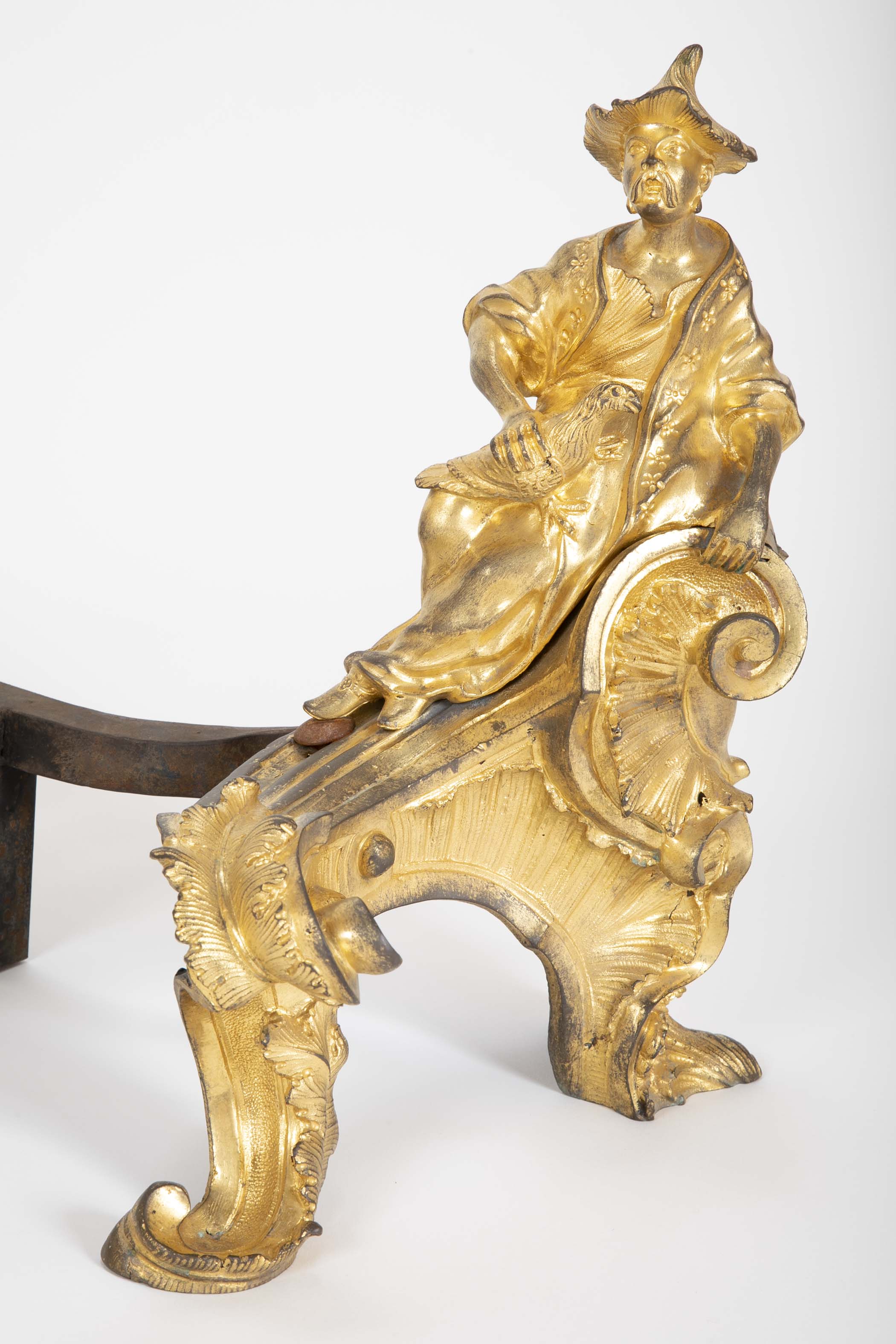 Marvelous Pair of Louis XV D'ore Bronze Chenets/Andirons