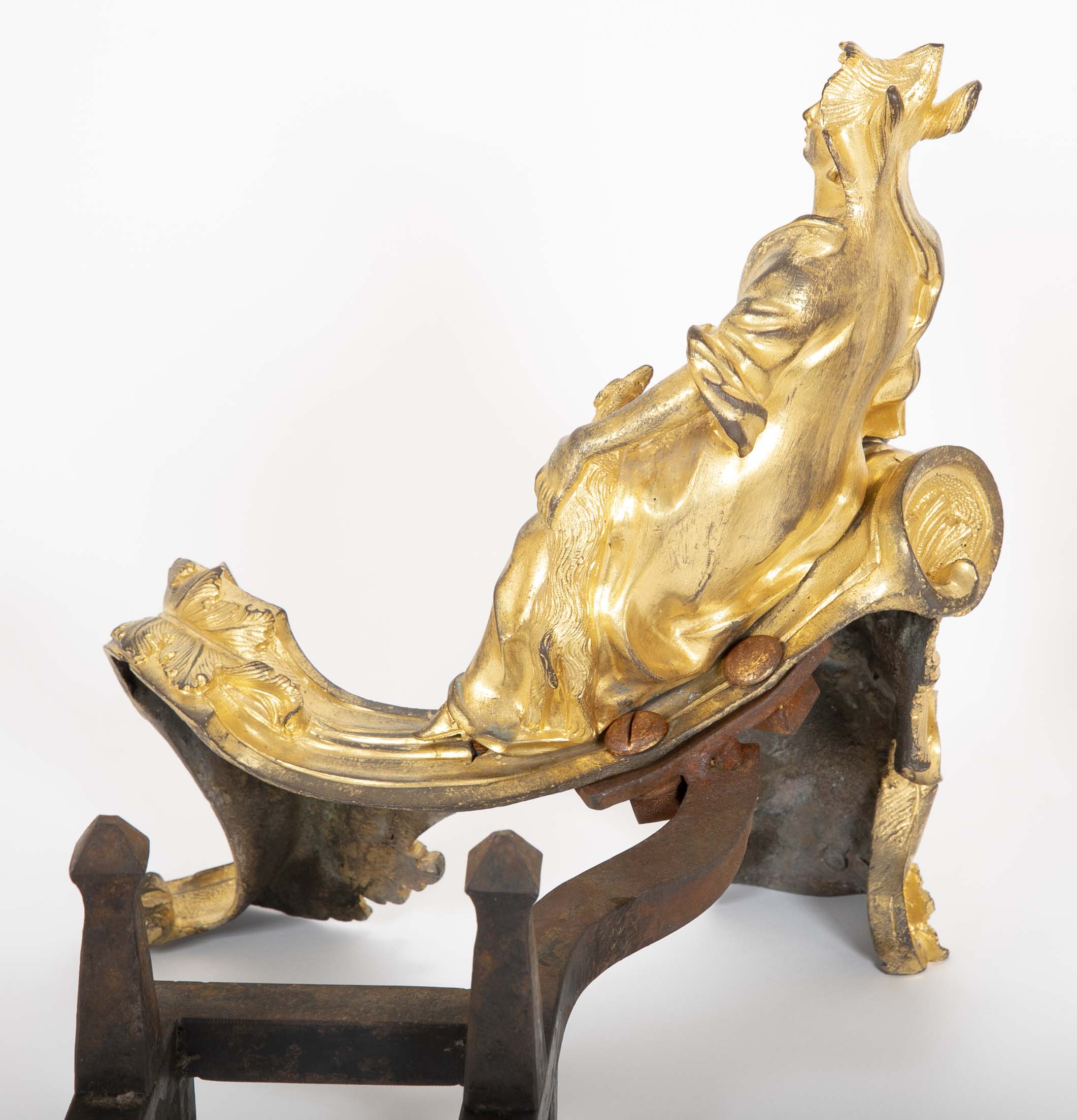 Marvelous Pair of Louis XV D'ore Bronze Chenets/Andirons