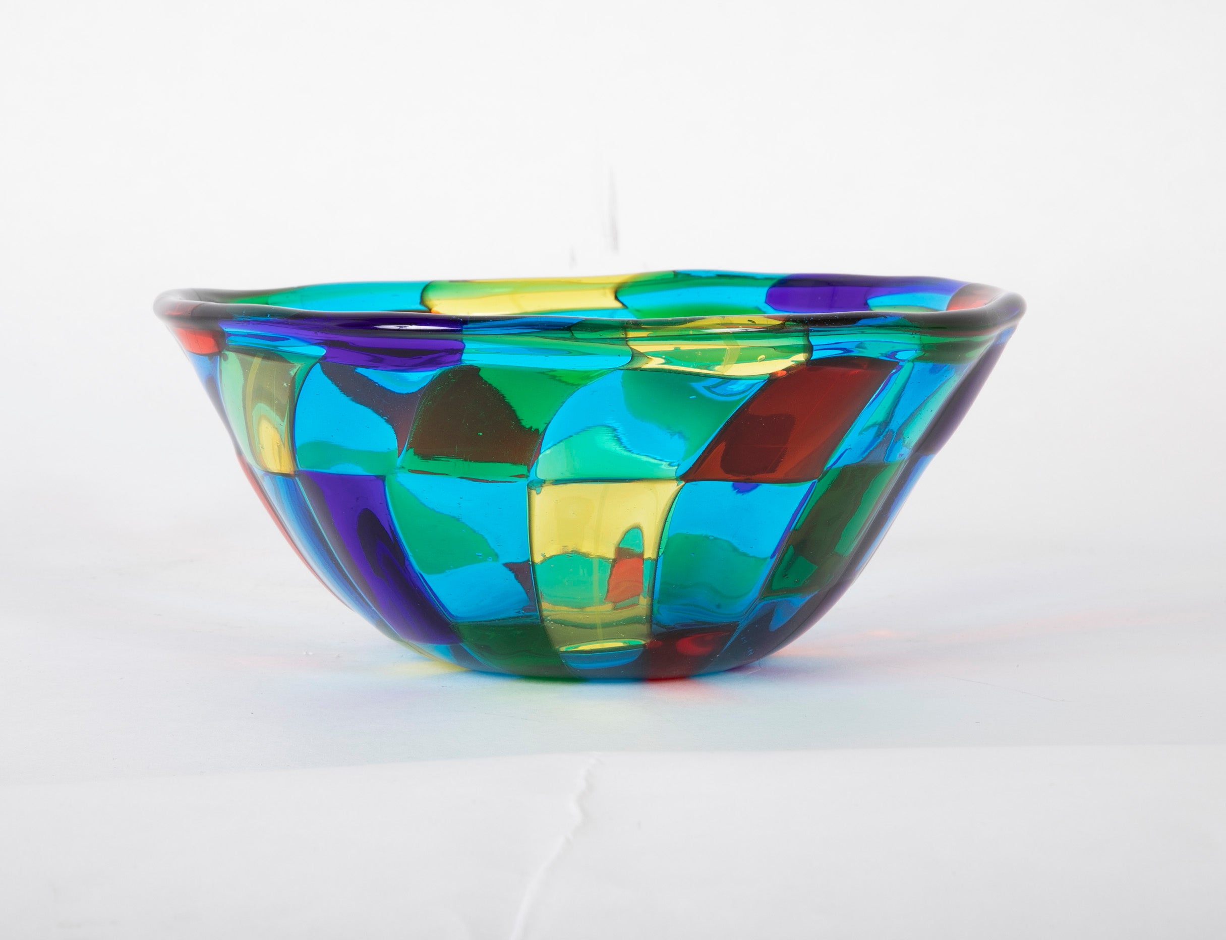 A Signed Mid-Century Pezzato Murano Multi Colored Glass Bowl