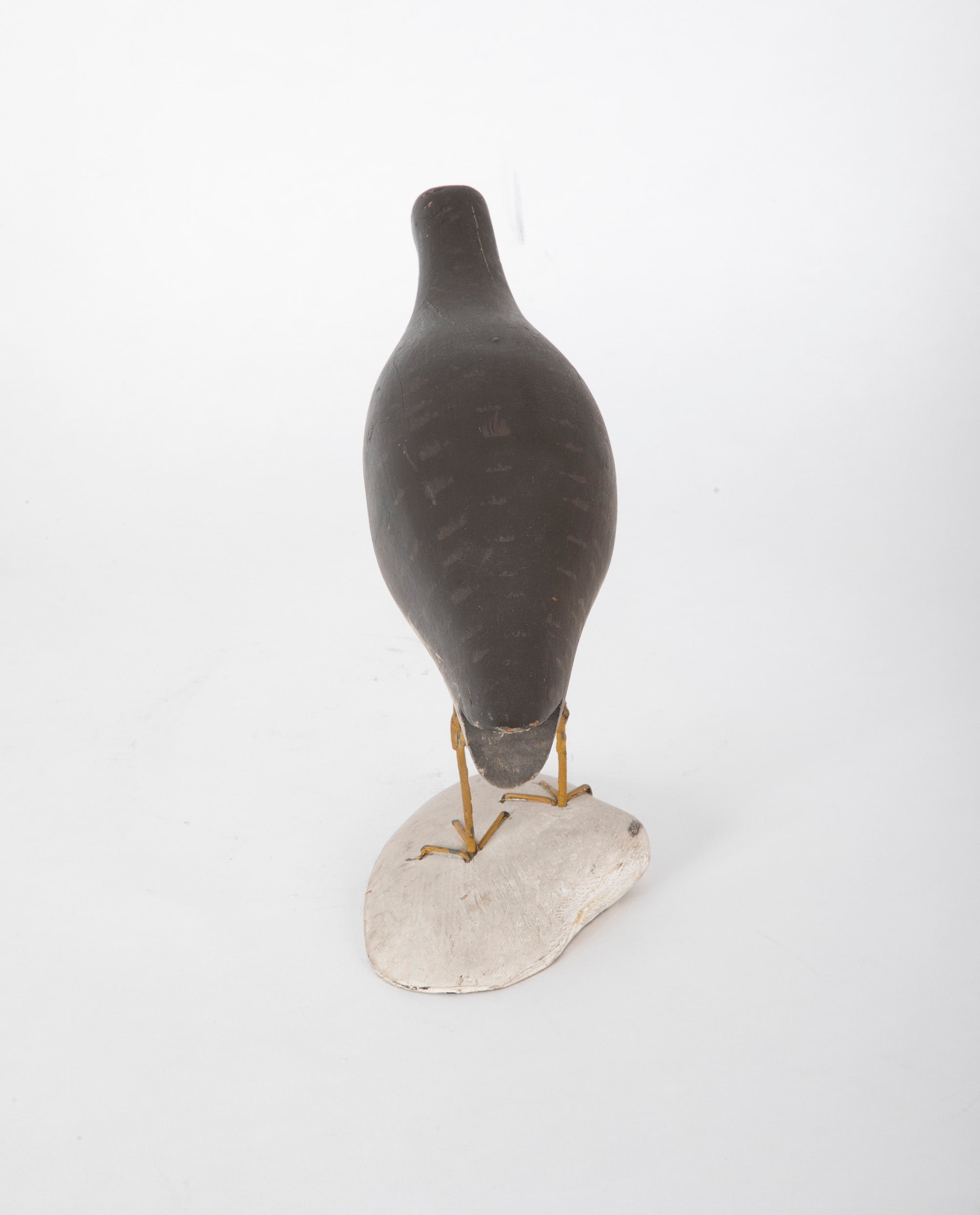 A Carved and Painted Wood Shore Bird with Nail Beak