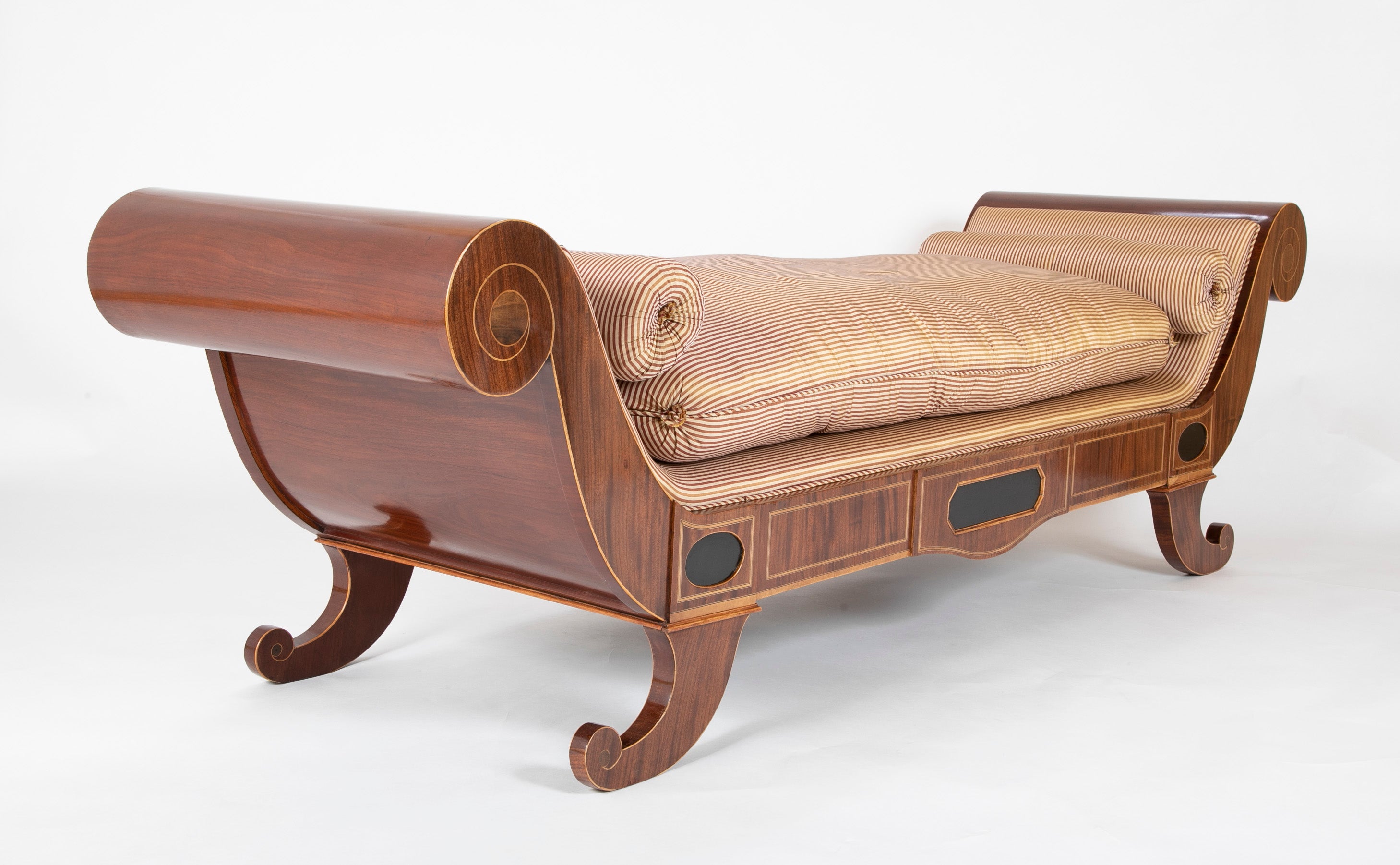 An Empire Mahogany Daybed with Fruitwood & Ebony Details