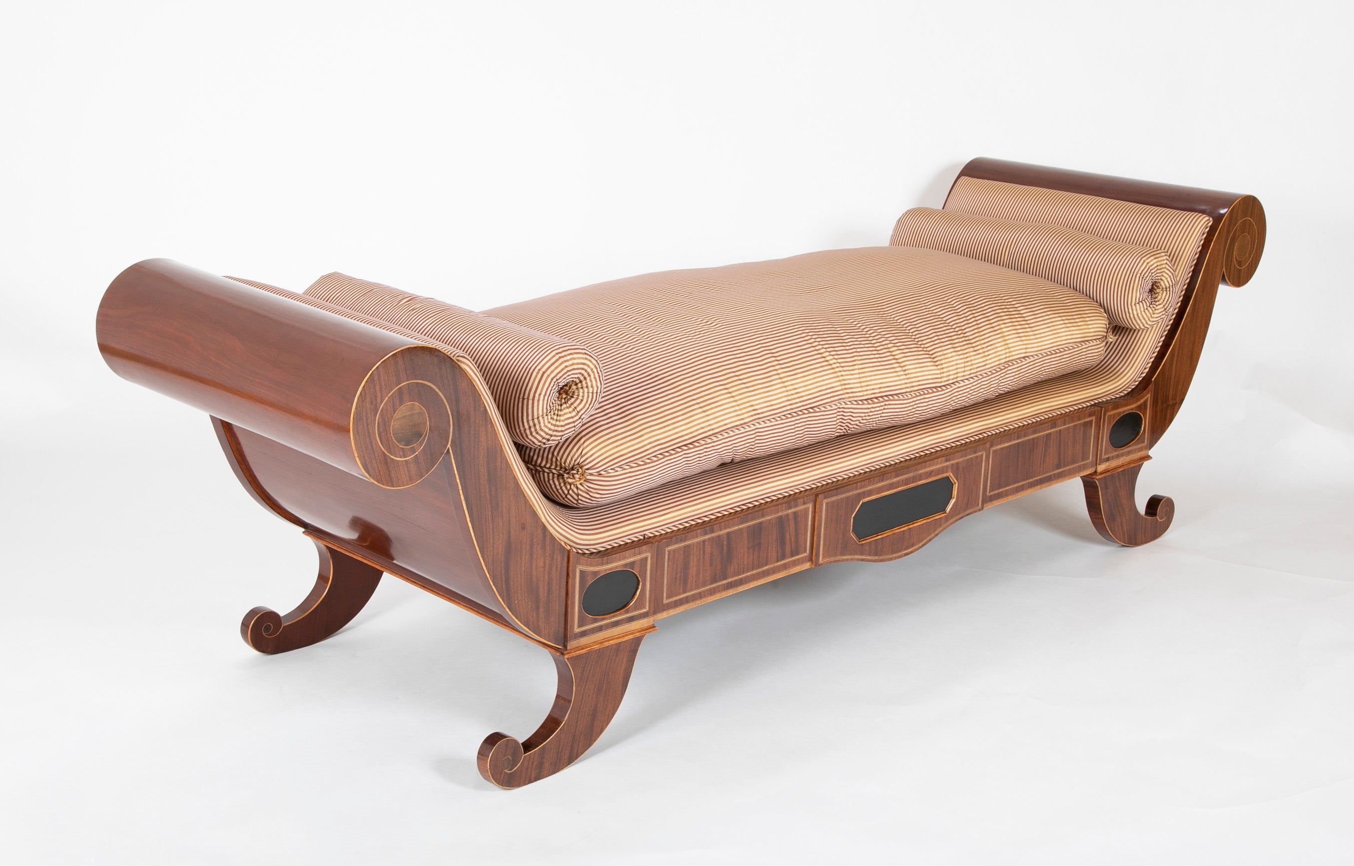 An Empire Mahogany Daybed with Fruitwood & Ebony Details