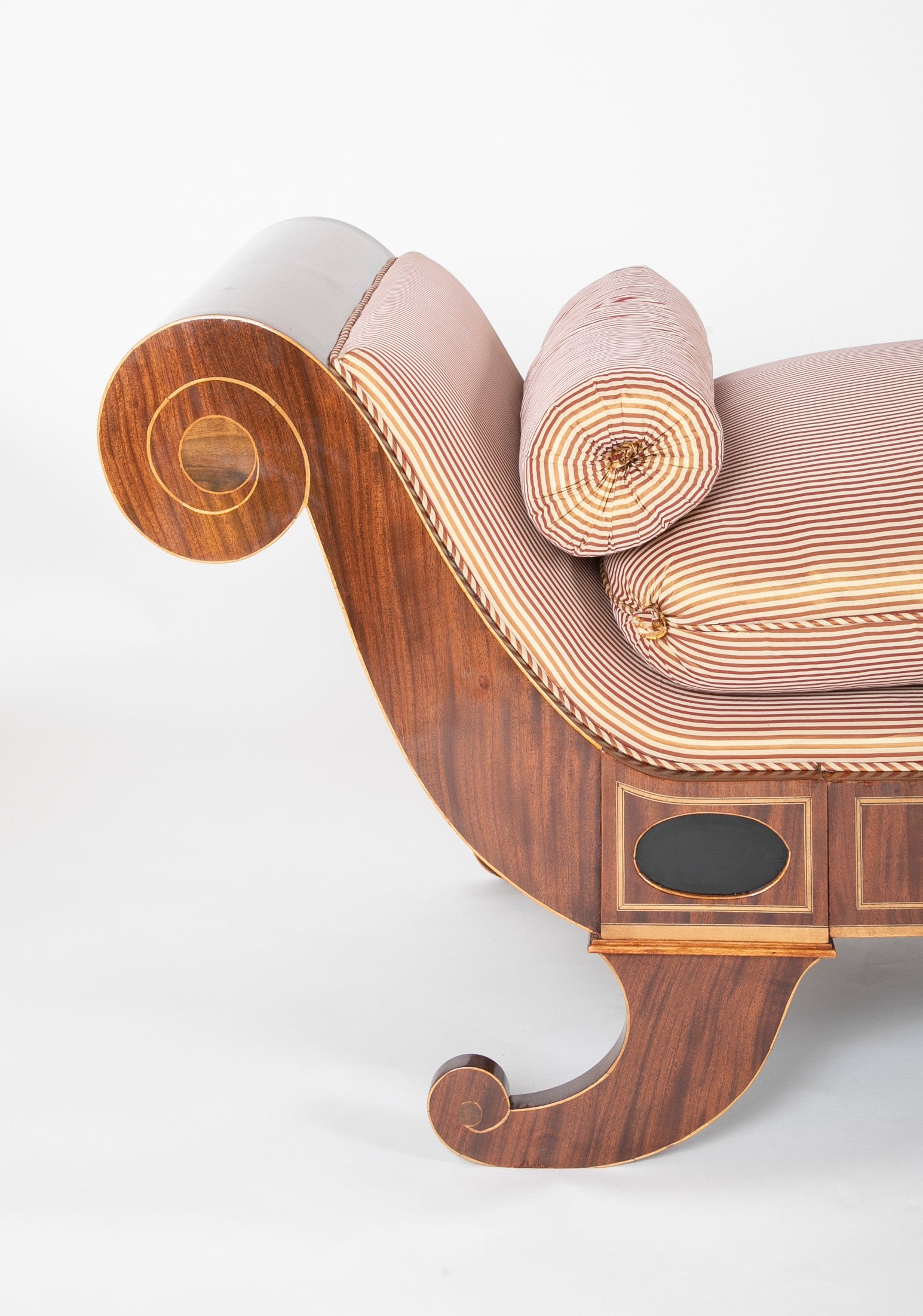 An Empire Mahogany Daybed with Fruitwood & Ebony Details