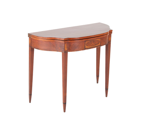 Boston Hepplewhite Cherry Card Table with Inlaid Woods