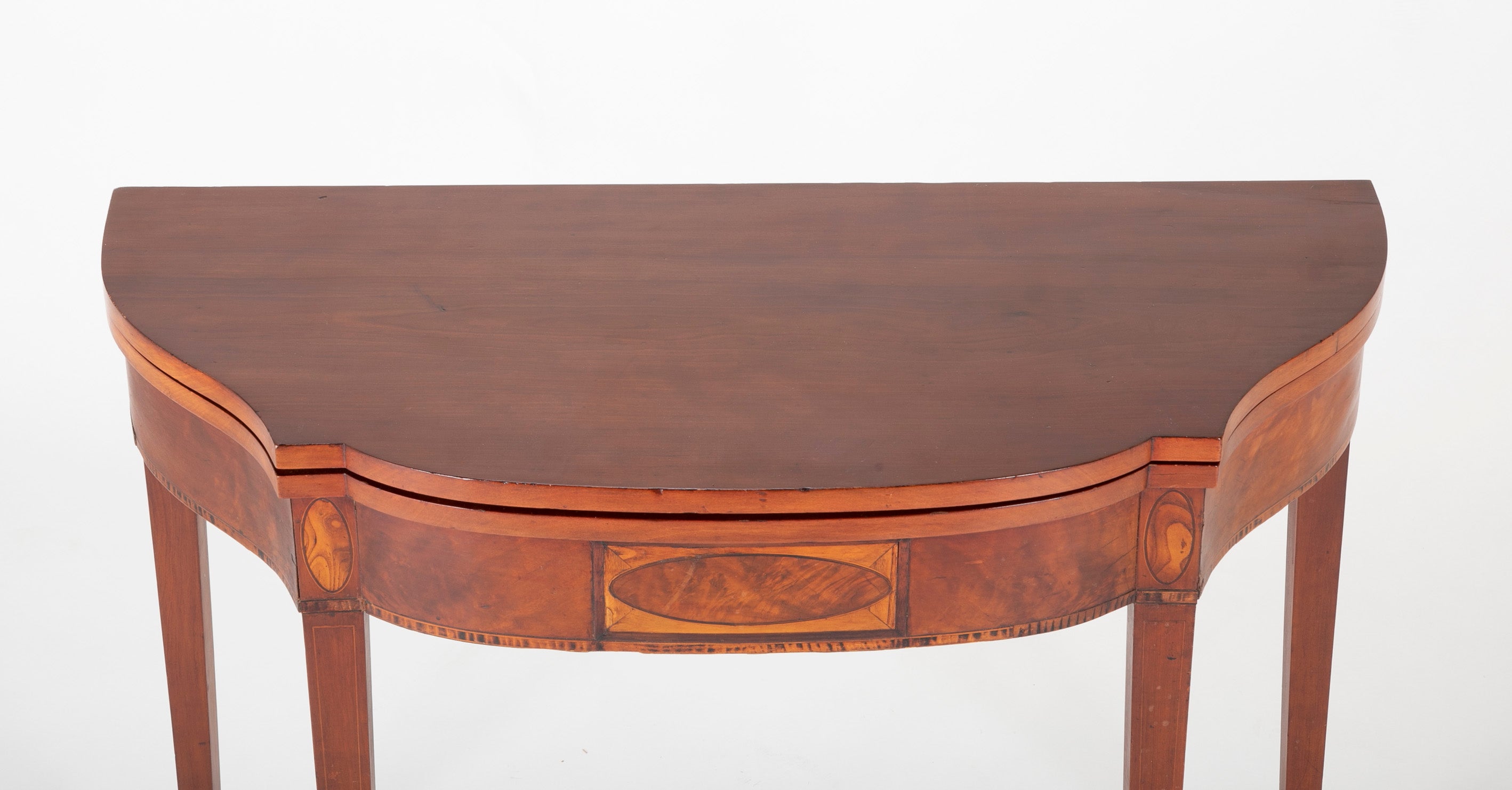 Boston Hepplewhite Cherry Card Table with Inlaid Woods