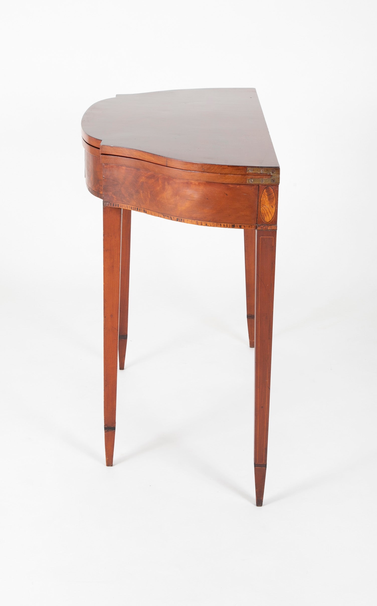 Boston Hepplewhite Cherry Card Table with Inlaid Woods