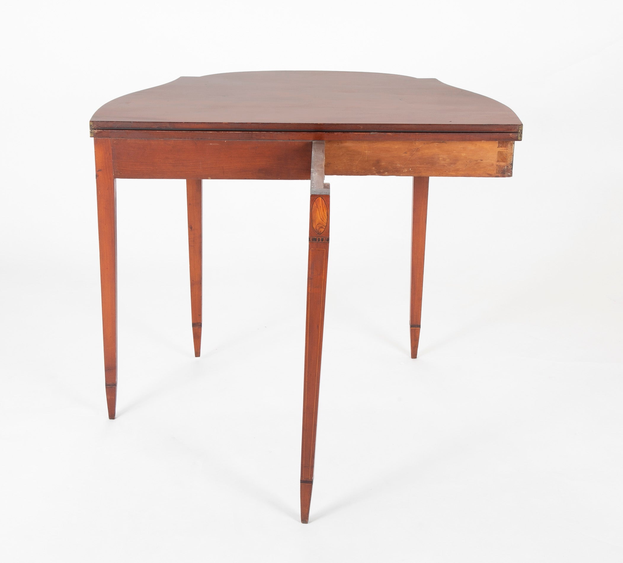 Boston Hepplewhite Cherry Card Table with Inlaid Woods