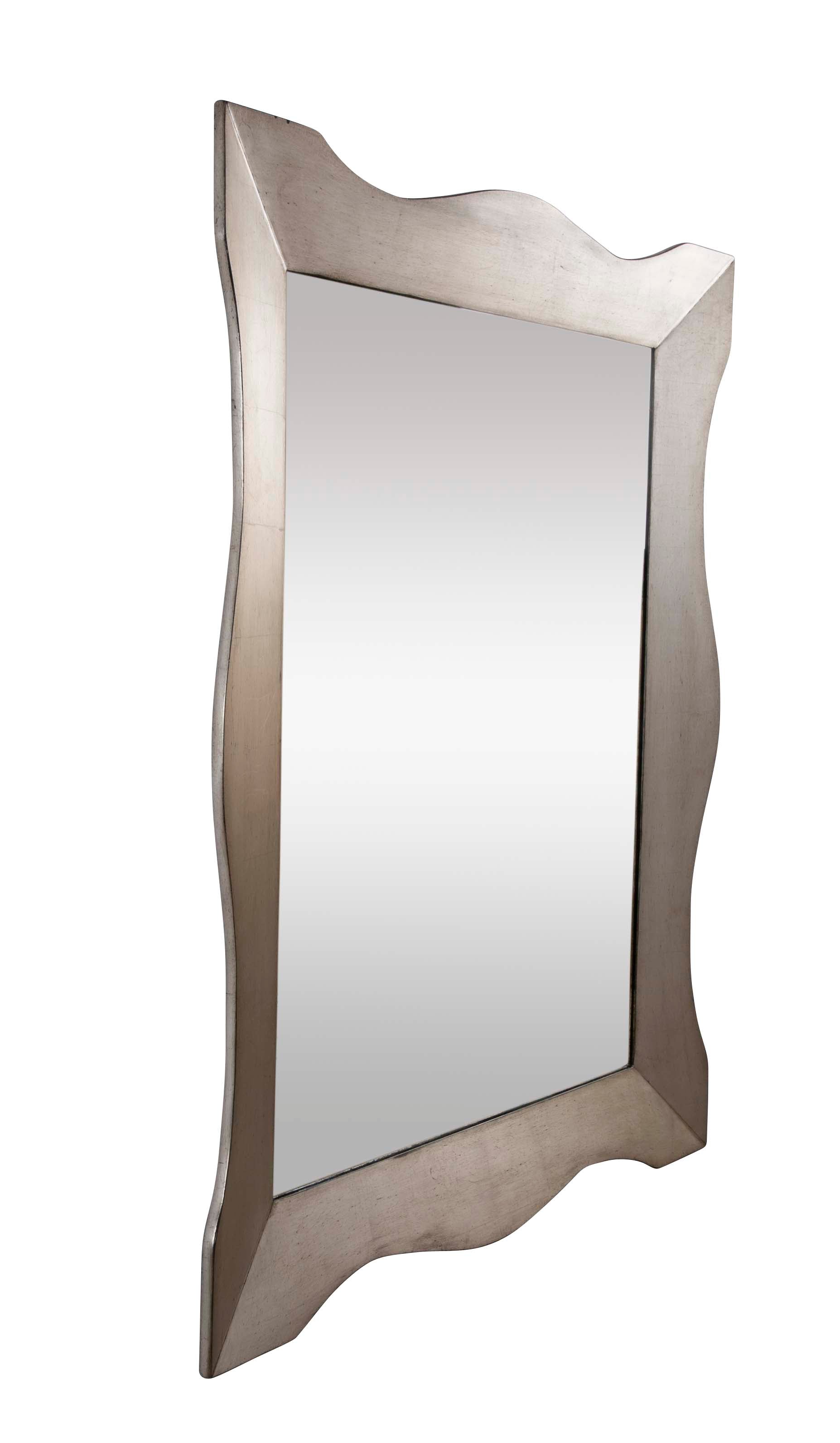 Monumental Italian Mid Century Modern Silver Gilt Wall Mirror
