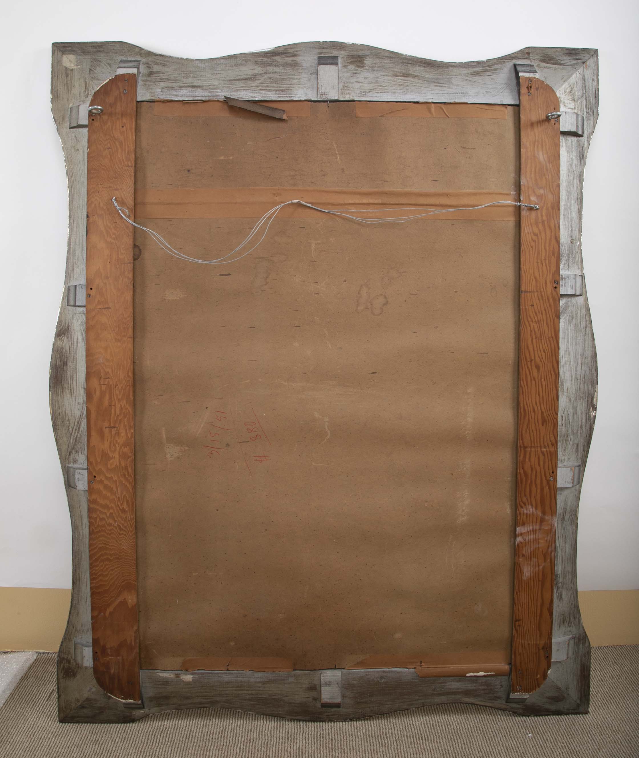 Monumental Italian Mid Century Modern Silver Gilt Wall Mirror
