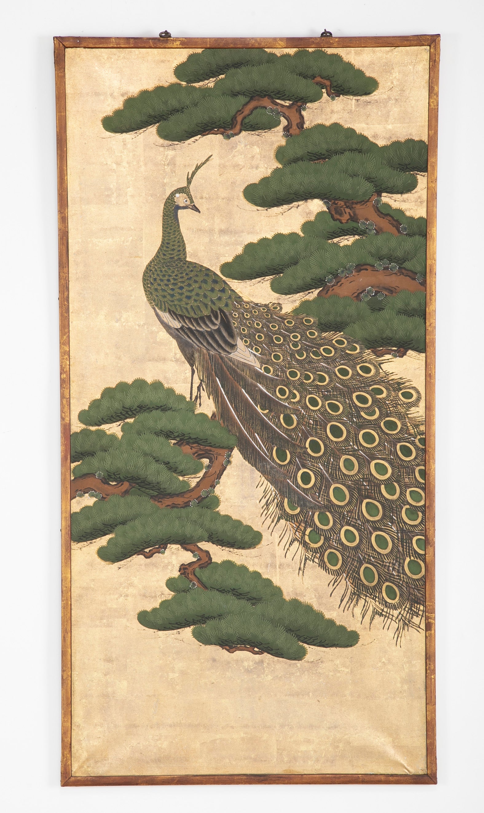 19th Century Japanese Screen Painting of a Peacock