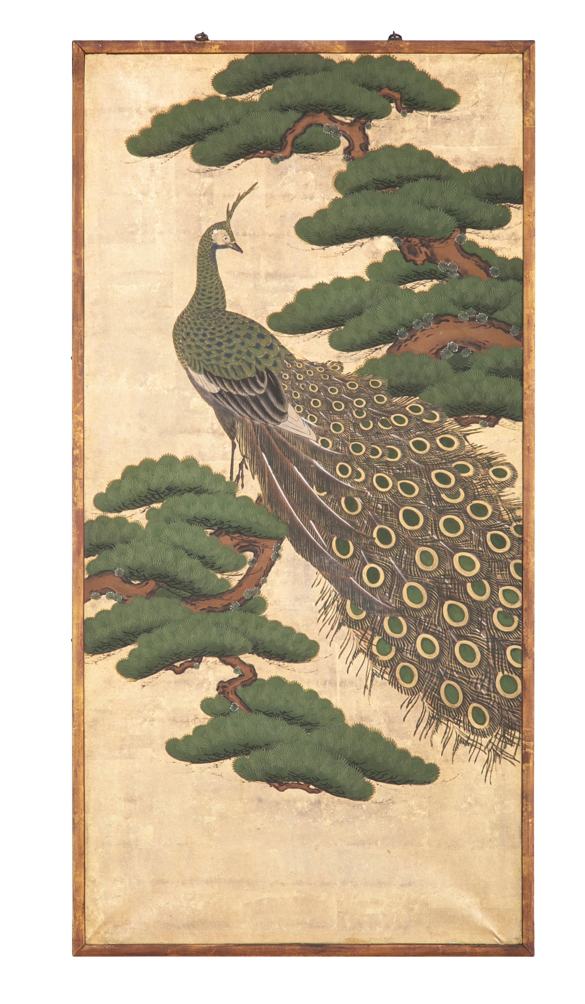 19th Century Japanese Screen Painting of a Peacock