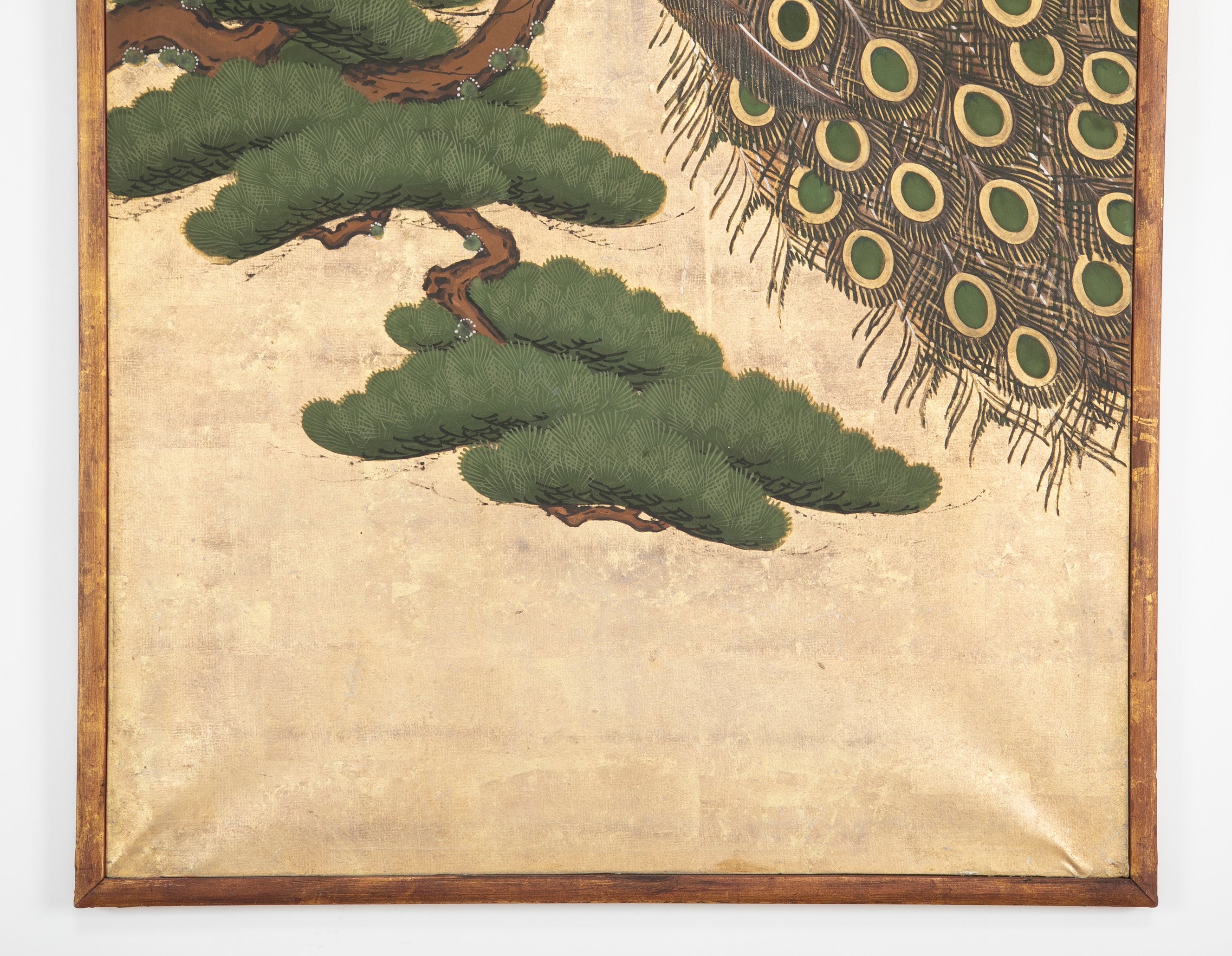 19th Century Japanese Screen Painting of a Peacock