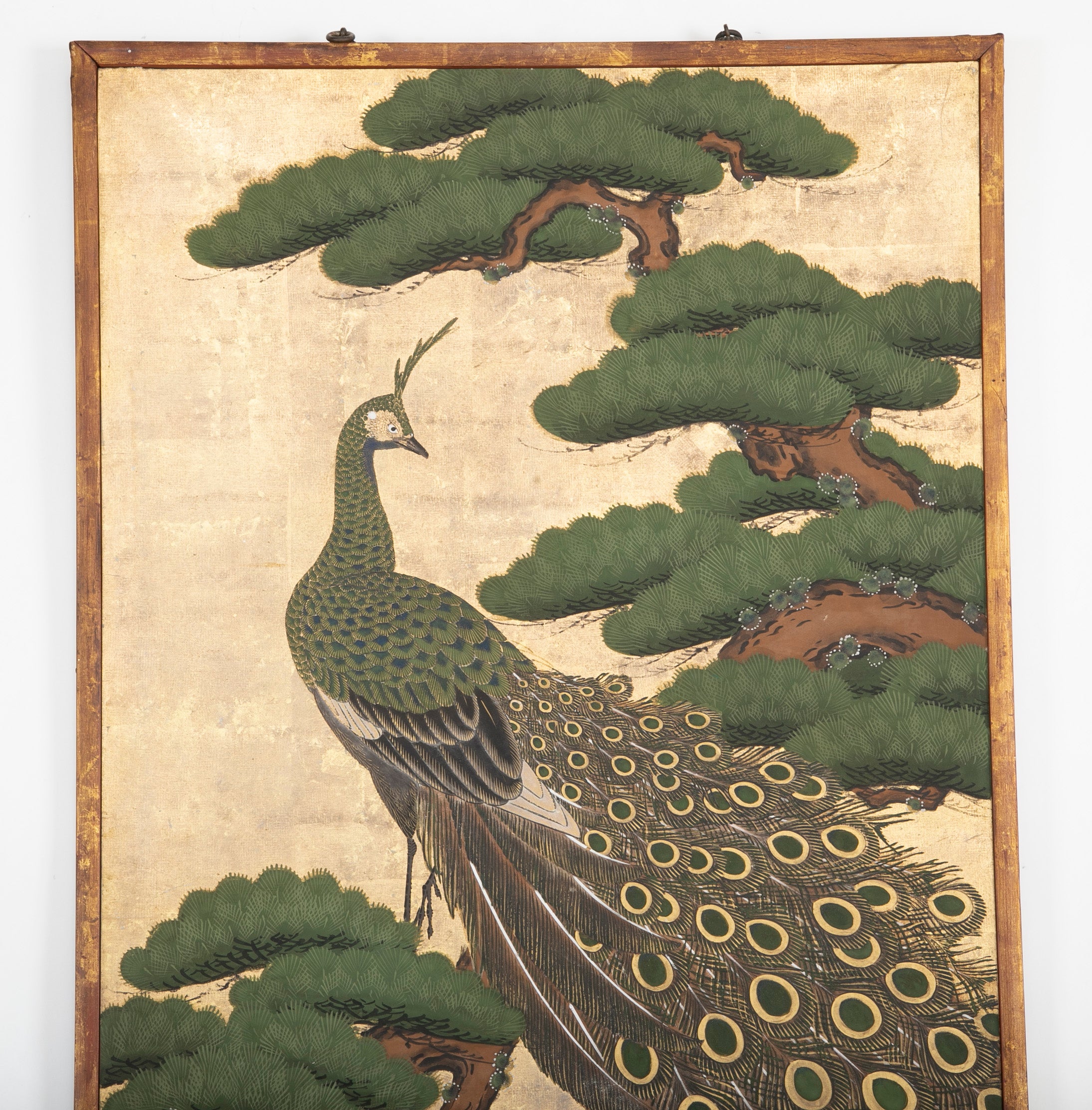 19th Century Japanese Screen Painting of a Peacock