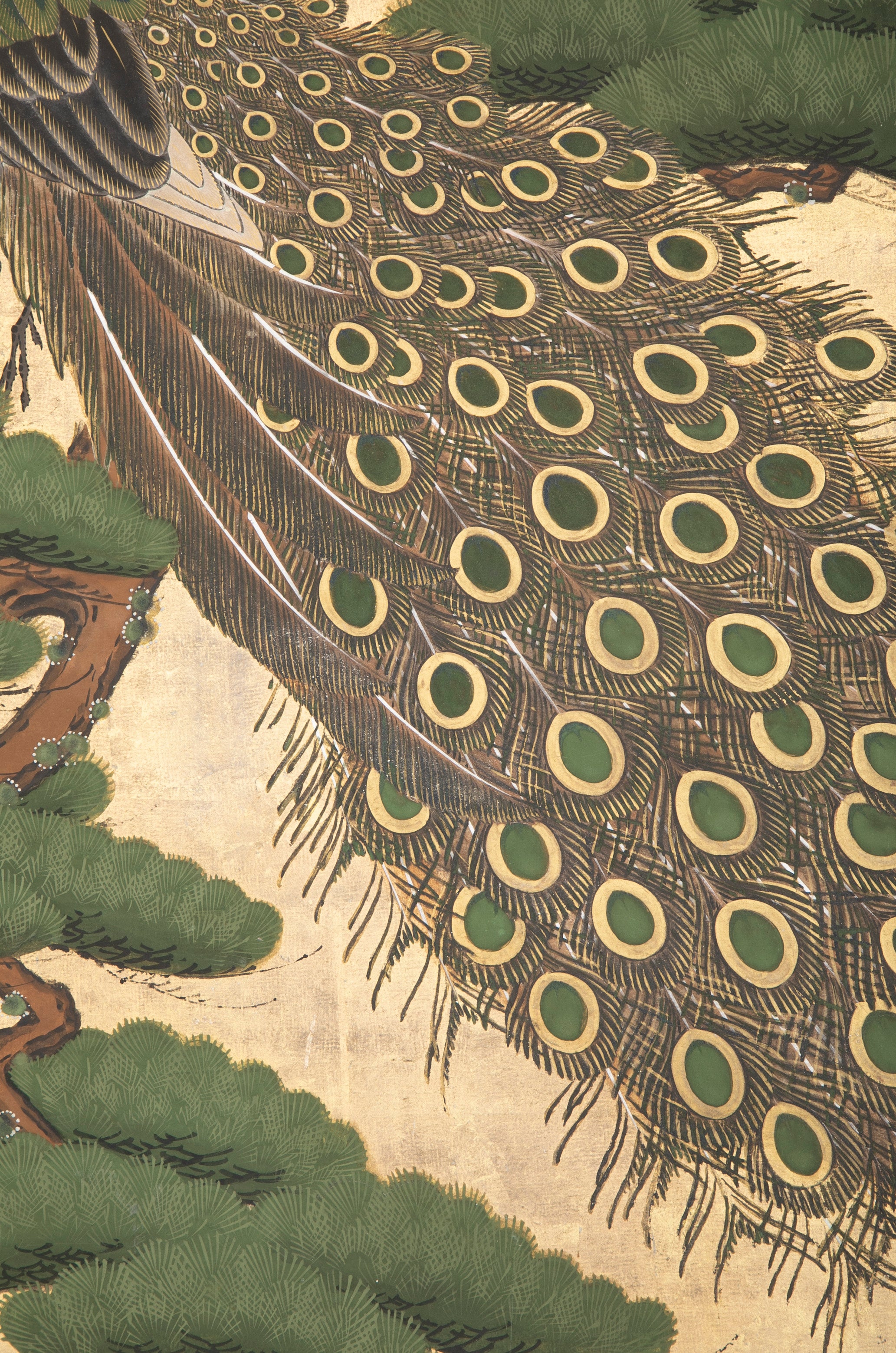 19th Century Japanese Screen Painting of a Peacock