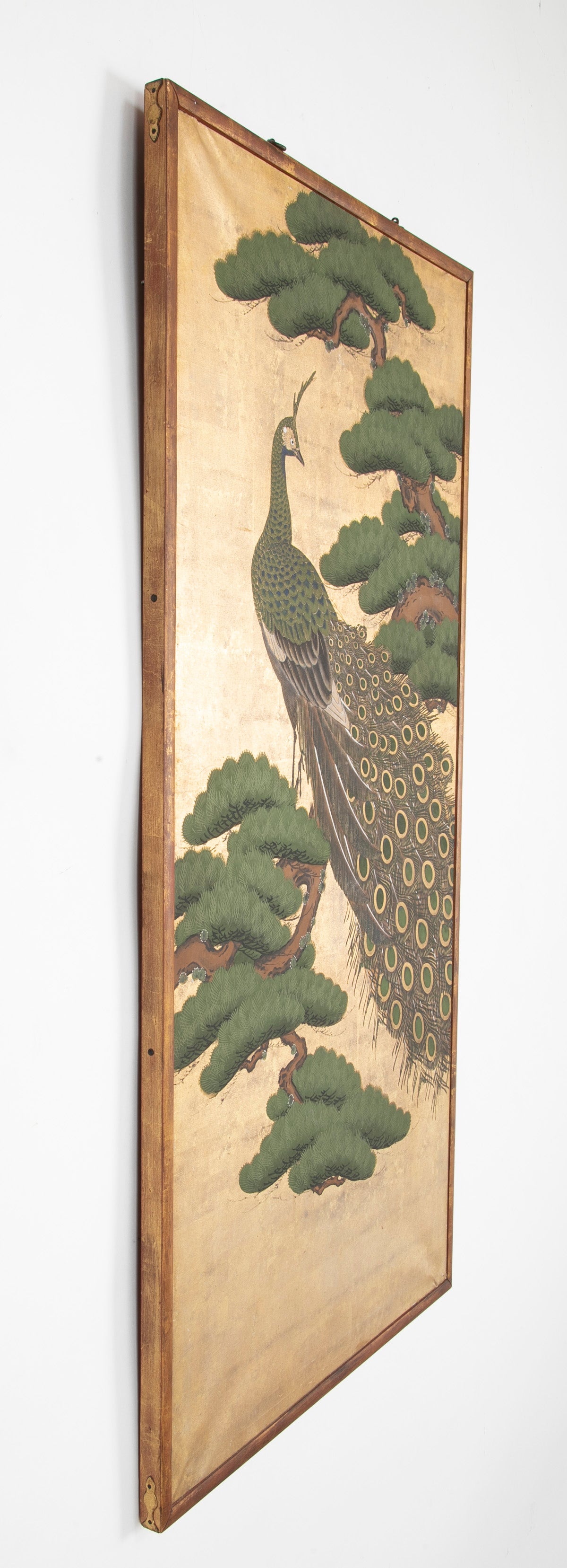 19th Century Japanese Screen Painting of a Peacock