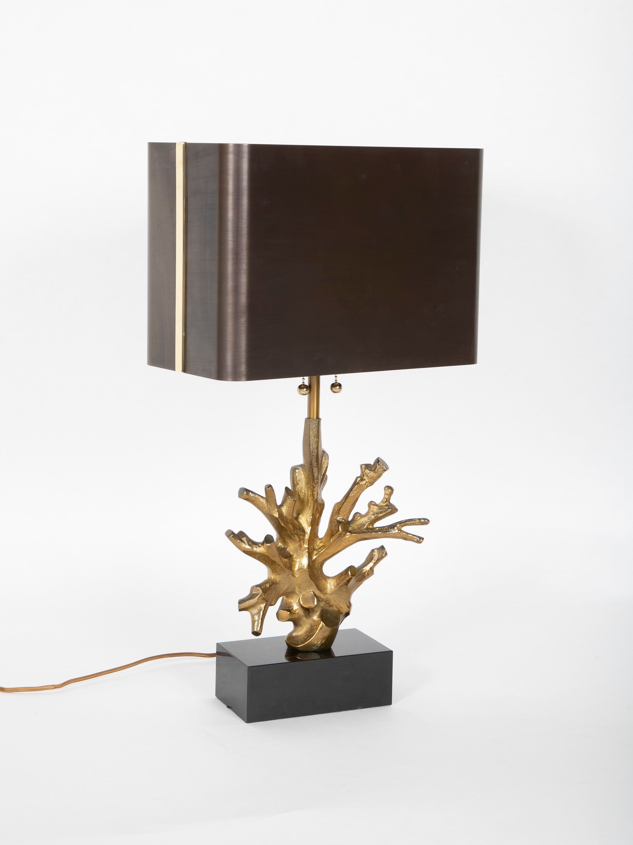 A Gilt Bronze Coral Form Lamp on Marble Base - Two Available - Priced Individually