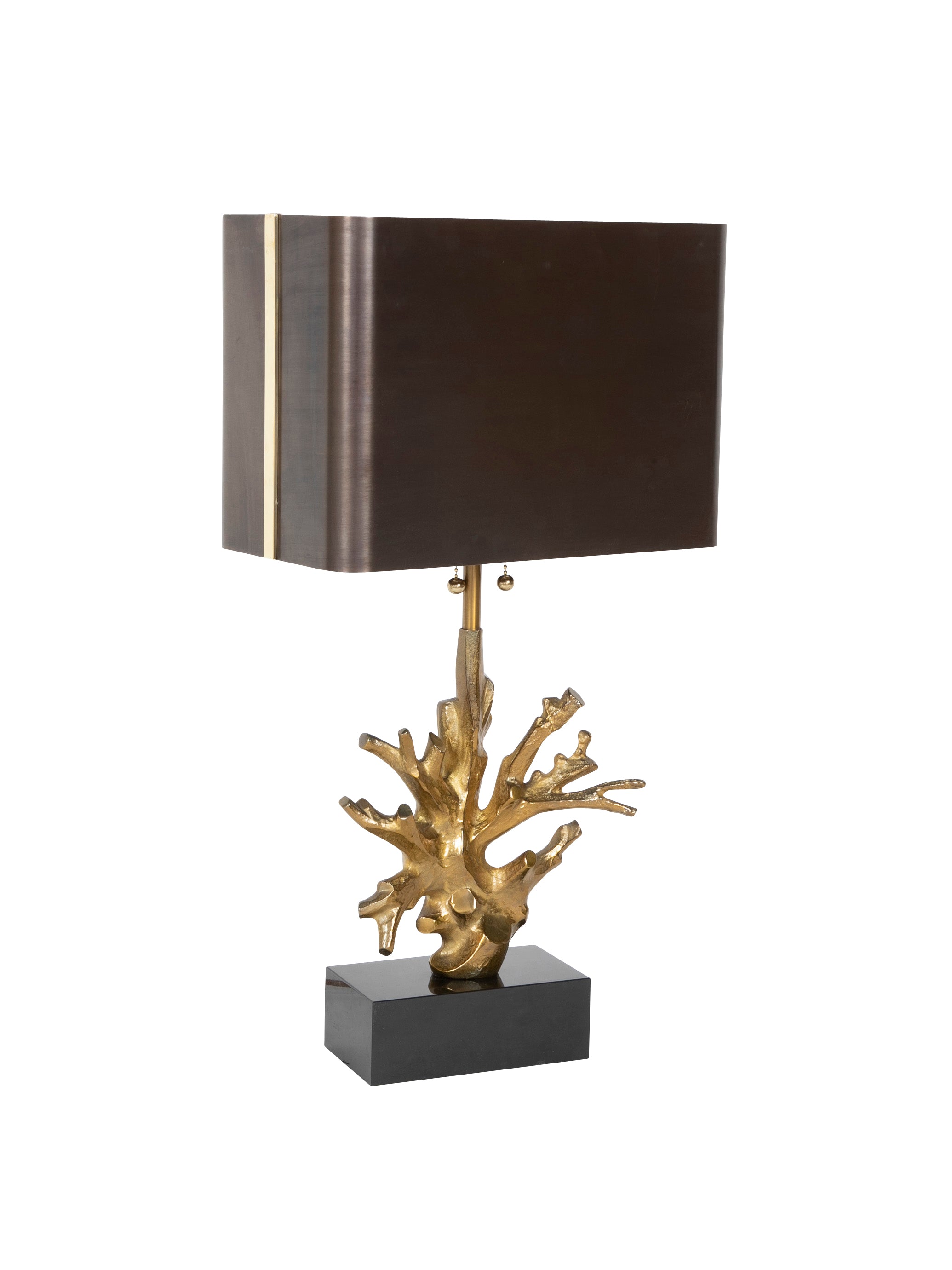 A Gilt Bronze Coral Form Lamp on Marble Base - Two Available - Priced Individually