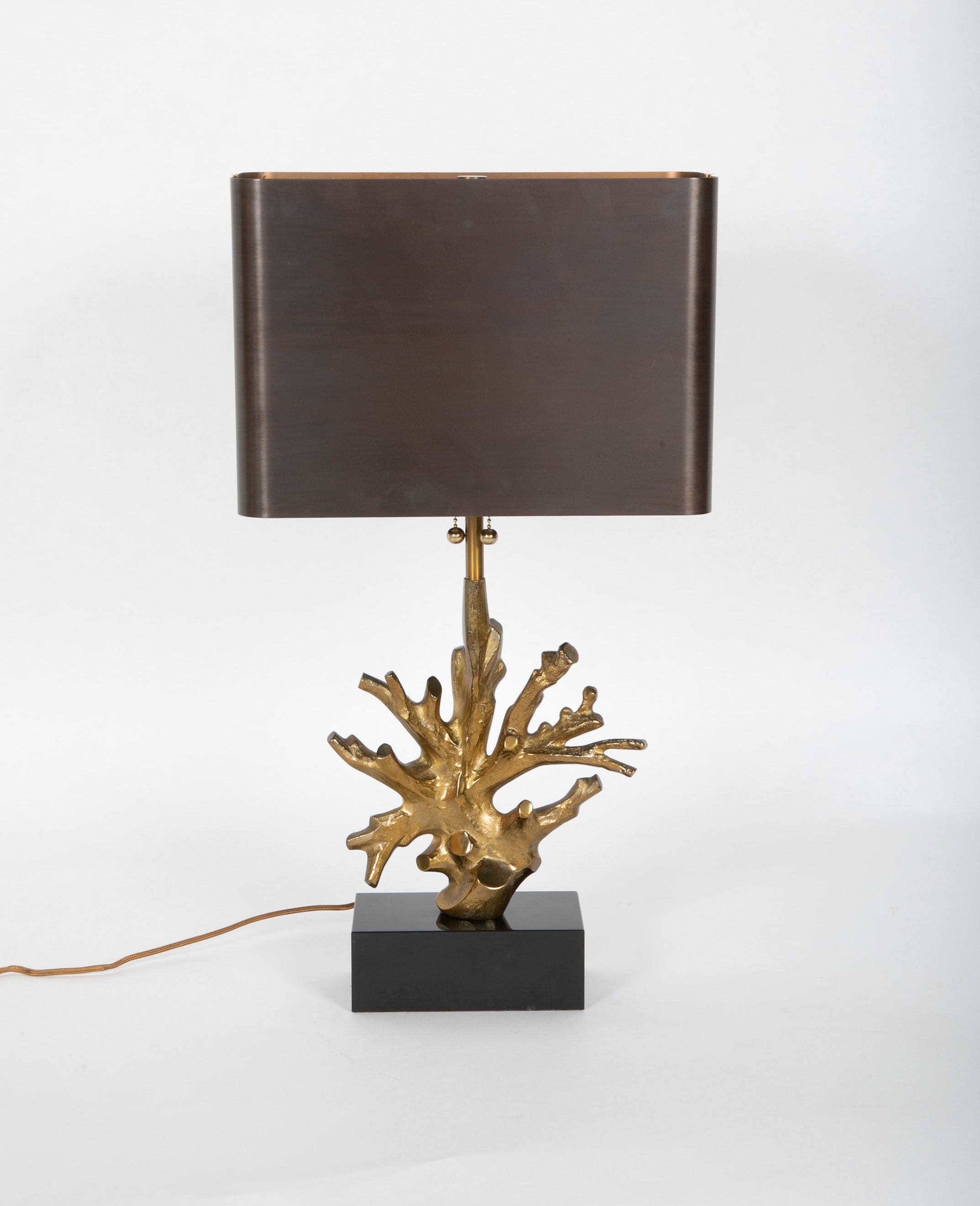 A Gilt Bronze Coral Form Lamp on Marble Base - Two Available - Priced Individually